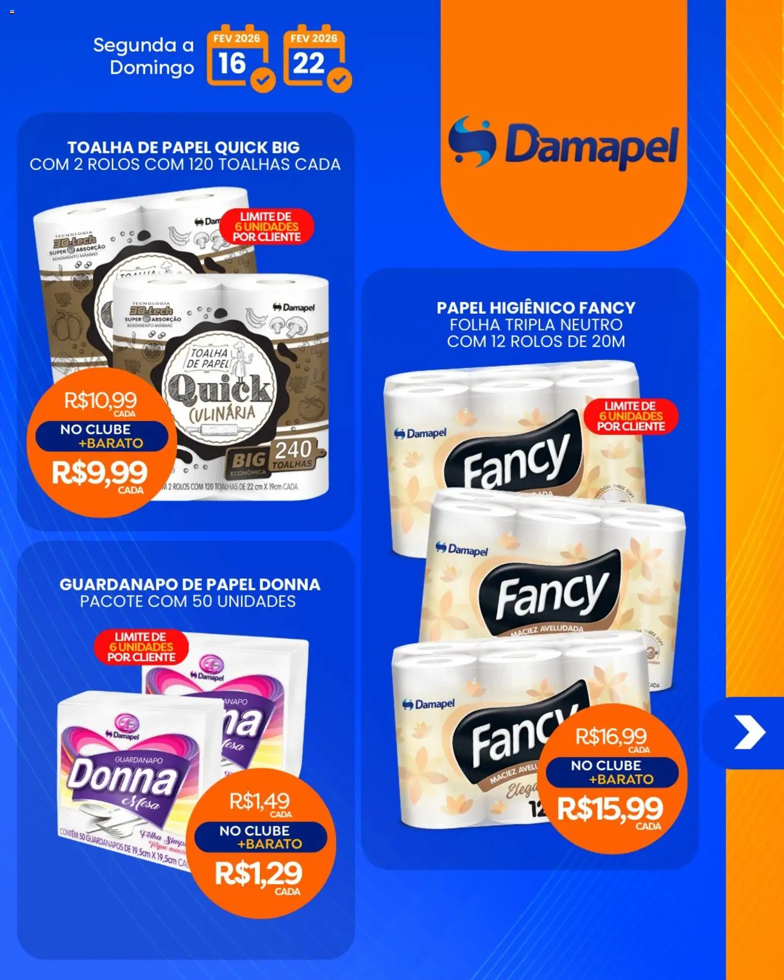 Rede Bom Lugar Folheto - válido de 16.02.2026 | Página: 3 | Produtos: Mesa, Papel higiênico, Guardanapo