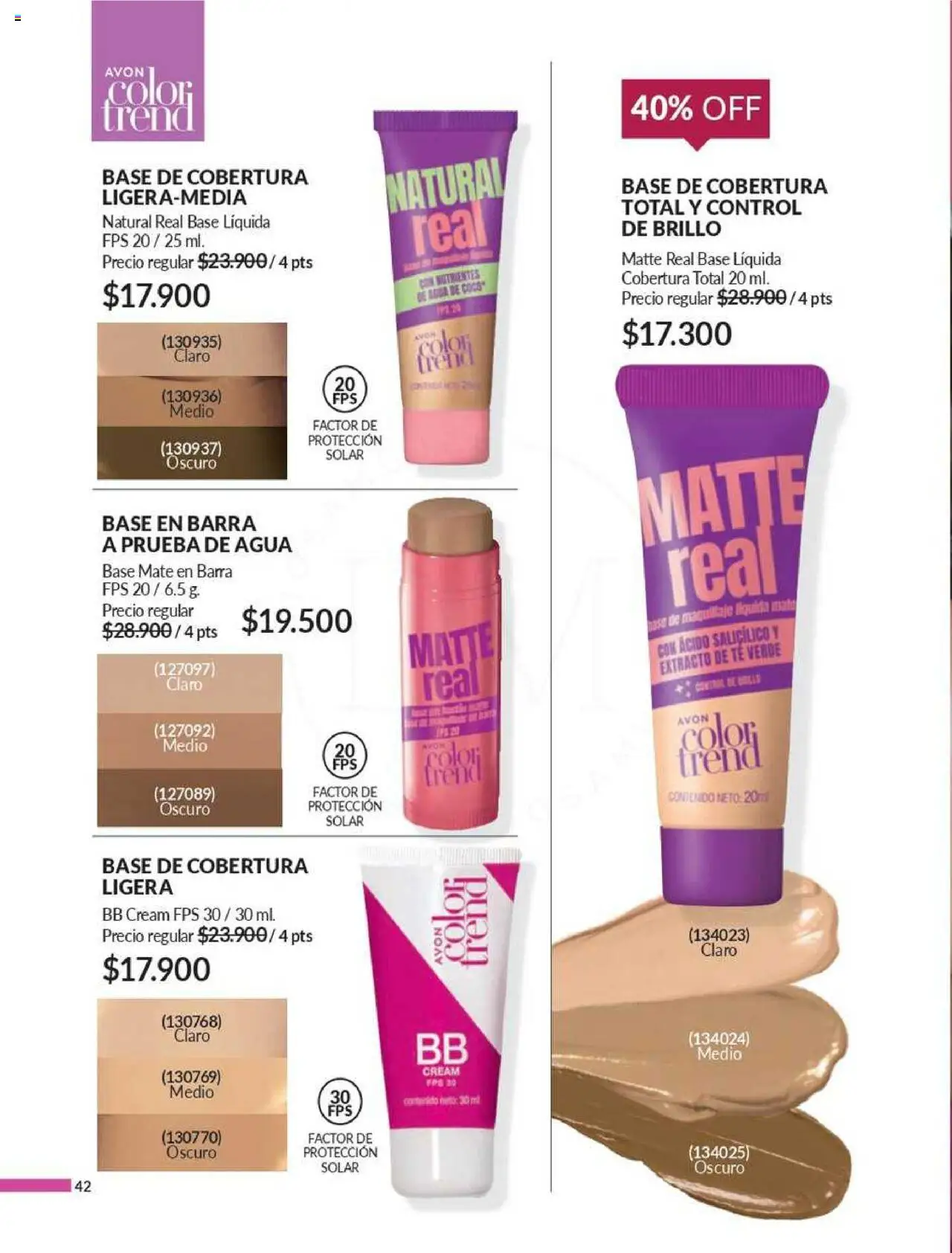 Avon revista - valida desde el 13.07.2025 | Página: 42 | Productos: Agua, Base de maquillaje, Brillo, Maquillaje