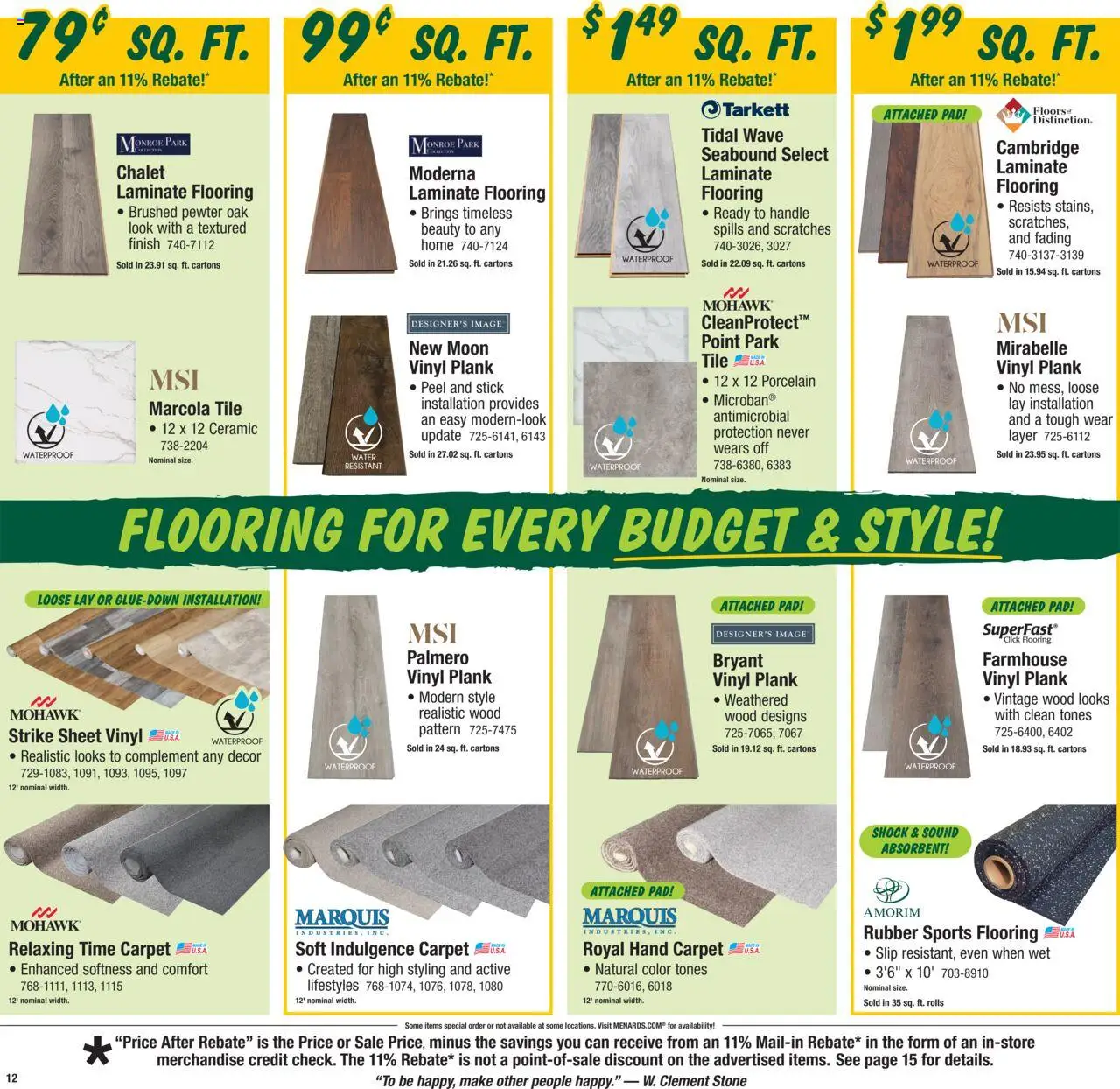 Menards - Weekly Ad - valid from 10.09.2025 | Page: 18 | Products: Carpet, Water, Shock, Sheet