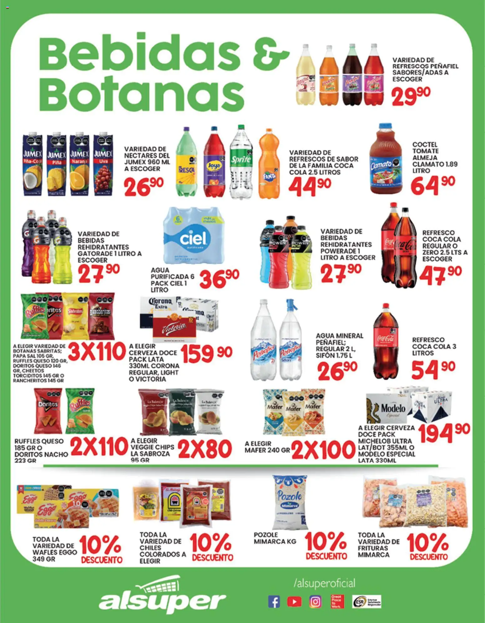Nuevas ofertas de Alsuper válidas en toda la República Mexicana desde el 09.01.2026. ¡Encuentra las mejores ofertas en Alsuper folleto Laguna! | Página: 3 | Productos: Refresco, Sal, Agua, Queso
