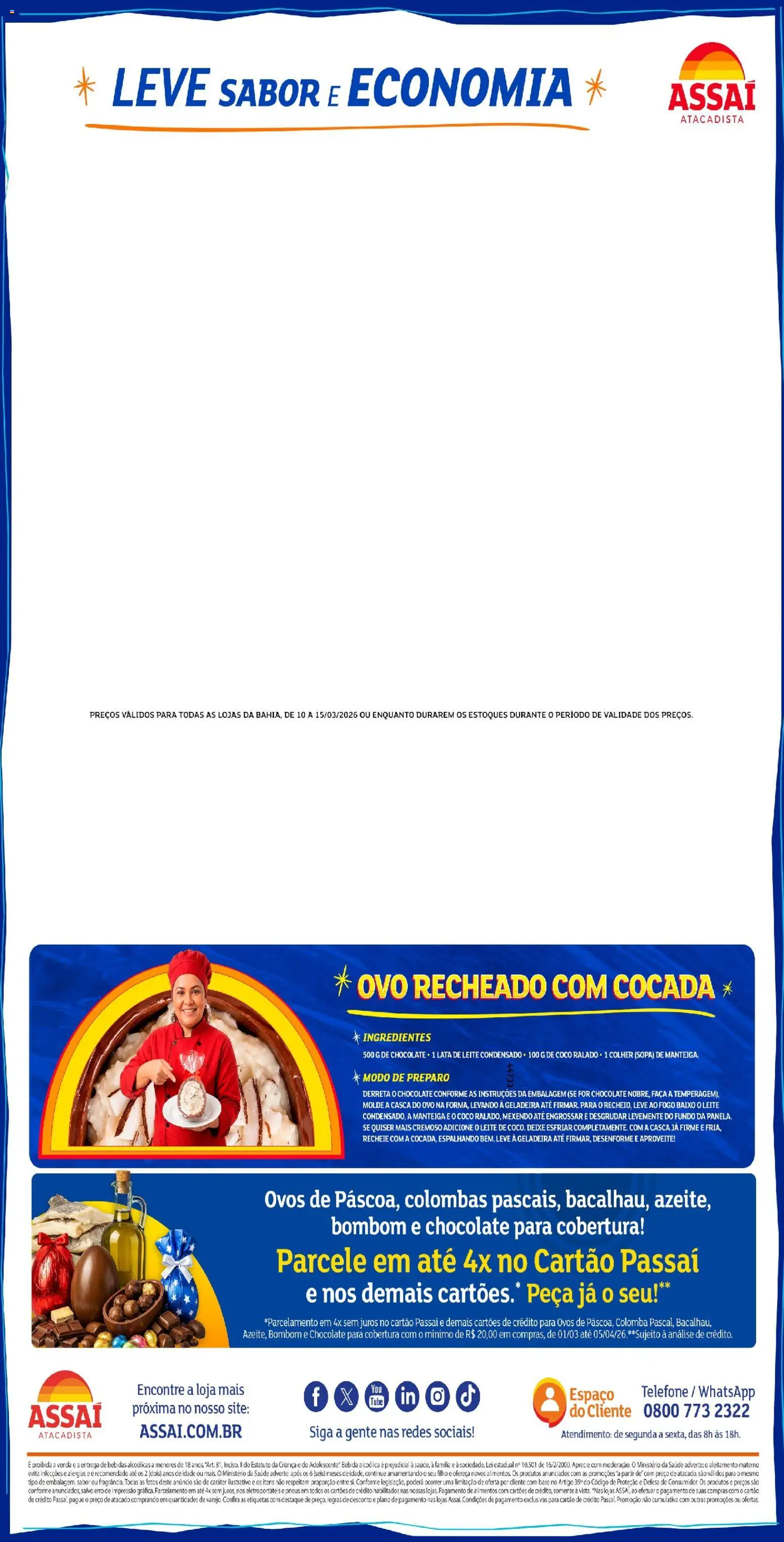 Assaí Atacadista Folheto - válido de 03.04.2026 | Página: 2 | Produtos: Leite, Manteiga, Faca, Telefone