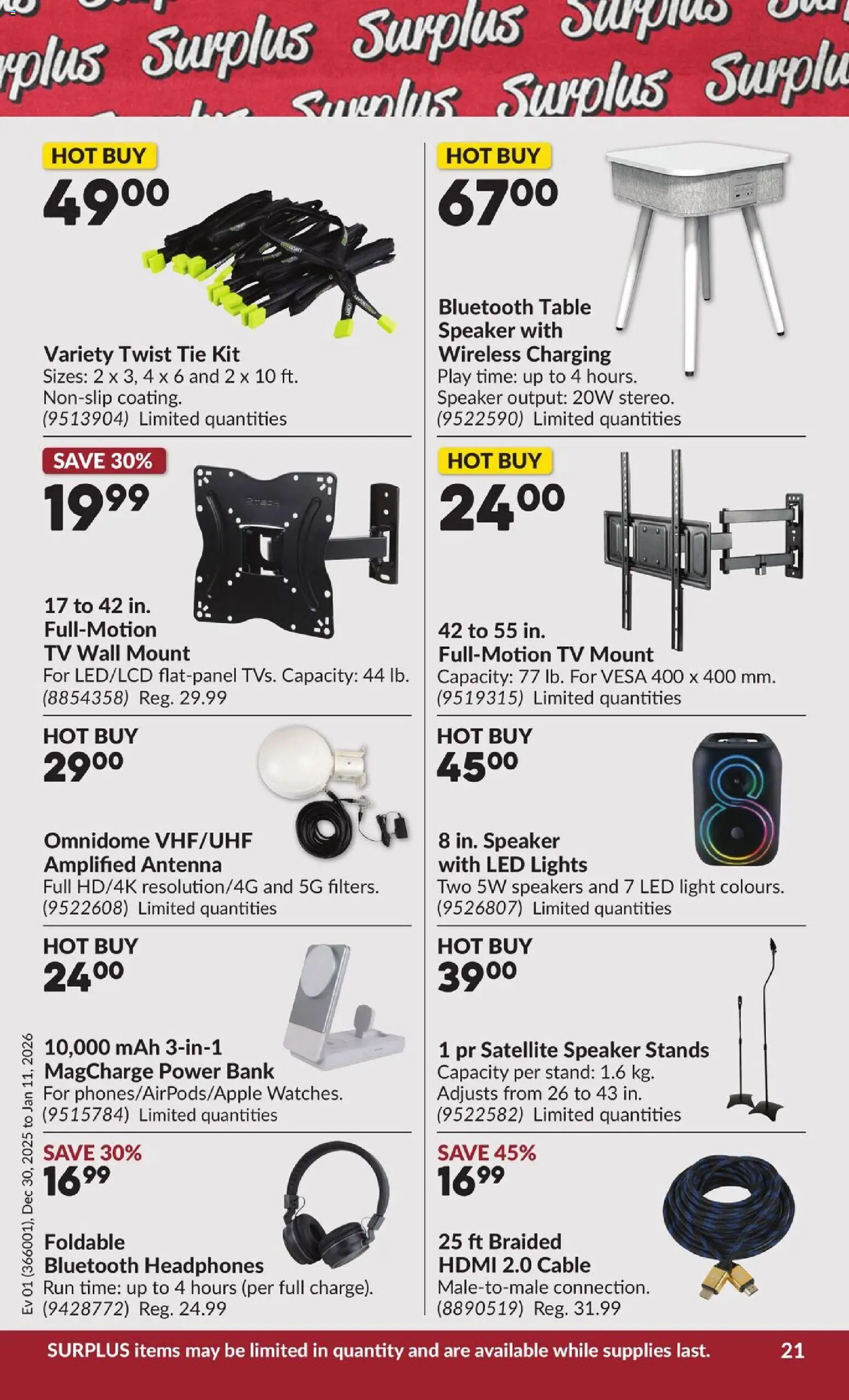 Princess Auto flyer valid from 30.12.2025 | Page: 26 | Products: Headphones, Cable, Speaker, Table