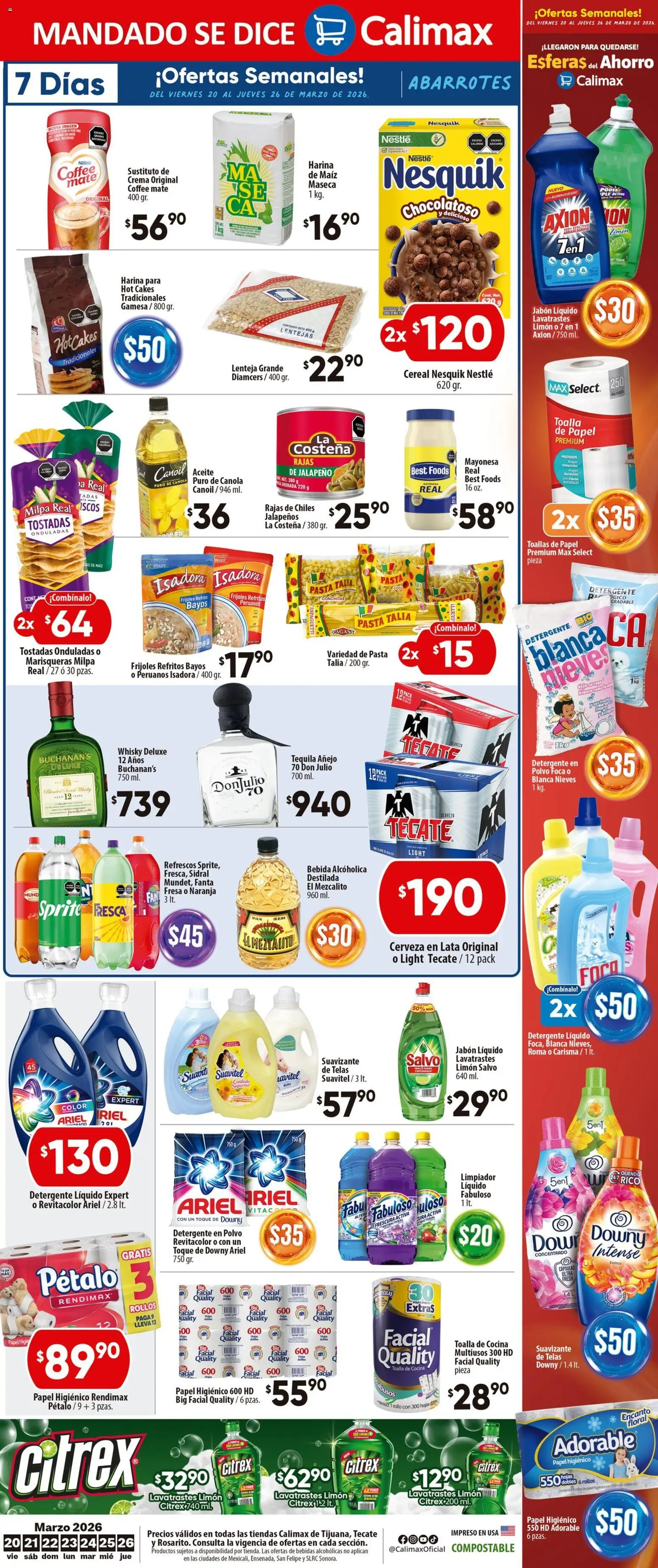 Nuevas ofertas de Calimax válidas en toda la República Mexicana desde el 20.03.2026. ¡Encuentra las mejores ofertas en Calimax folleto! | Página: 6 | Productos: Suavizante, Toalla, Papel higiénico, Jabón