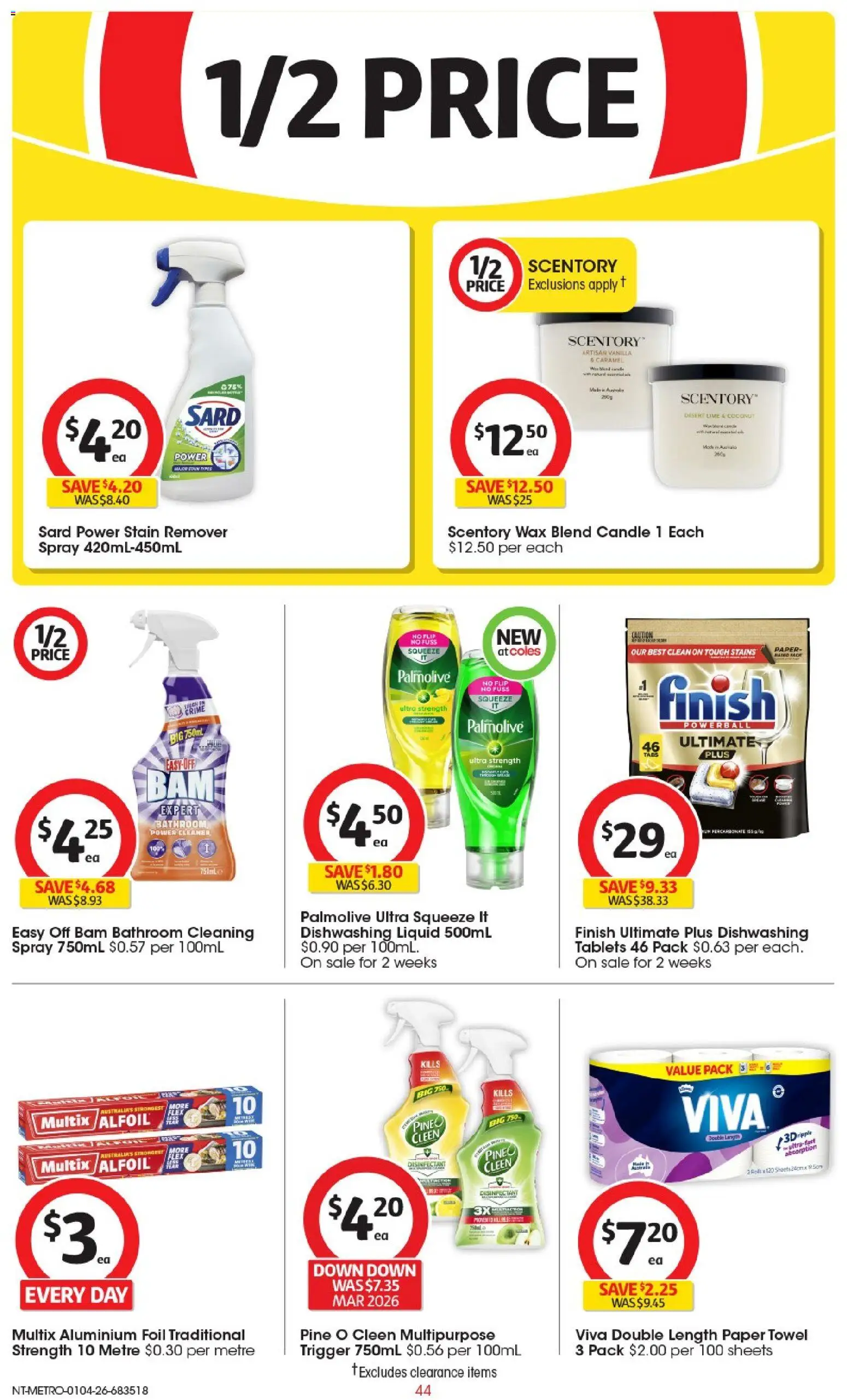 Coles catalogue - valid from 01.04.2026 | Page: 44 | Products: Stain remover, Lime, Candle, Tablets
