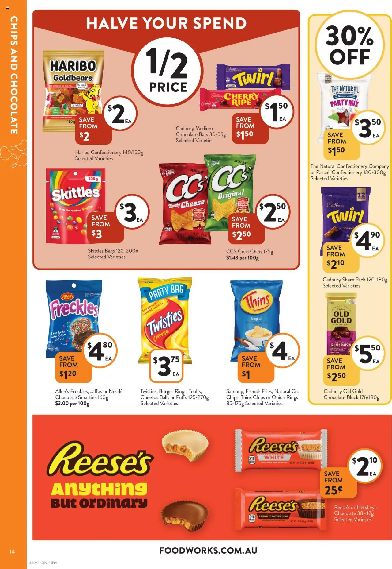 Foodworks catalogue - valid from 17.09.2025 | Page: 14 | Products: Butter, Chocolate, Chips, Bag