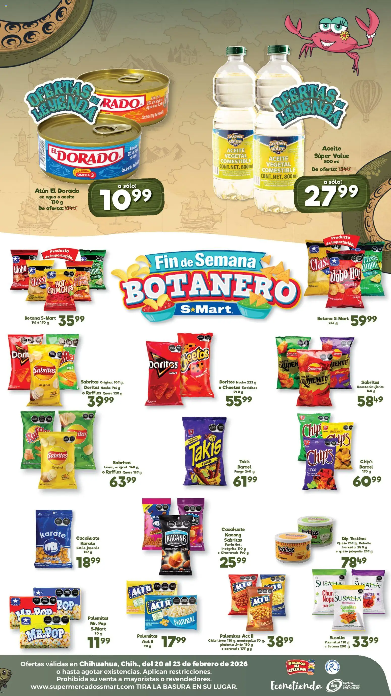 Nuevas ofertas de S-Mart válidas en toda la República Mexicana desde el 20.02.2026. ¡Encuentra las mejores ofertas en S-Mart folleto Ofertas de feria Chihuahua! | Página: 2 | Productos: Cacahuate, Pimienta, Limón, Queso
