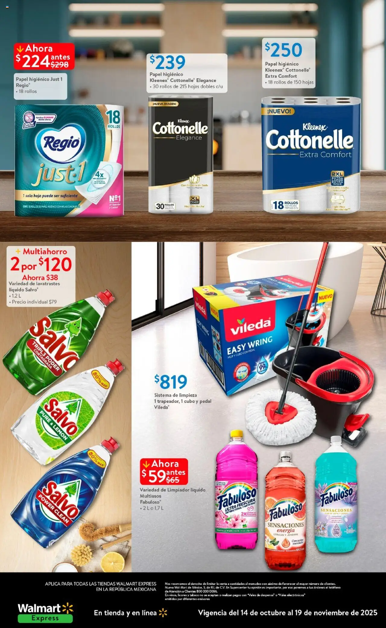 Nuevas ofertas de Walmart Express válidas en toda la República Mexicana desde el 14.10.2025. ¡Encuentra las mejores ofertas en Walmart Express - Folleto! | Página: 24 | Productos: Limpiador, Papel higiénico, Despensa, Teléfono