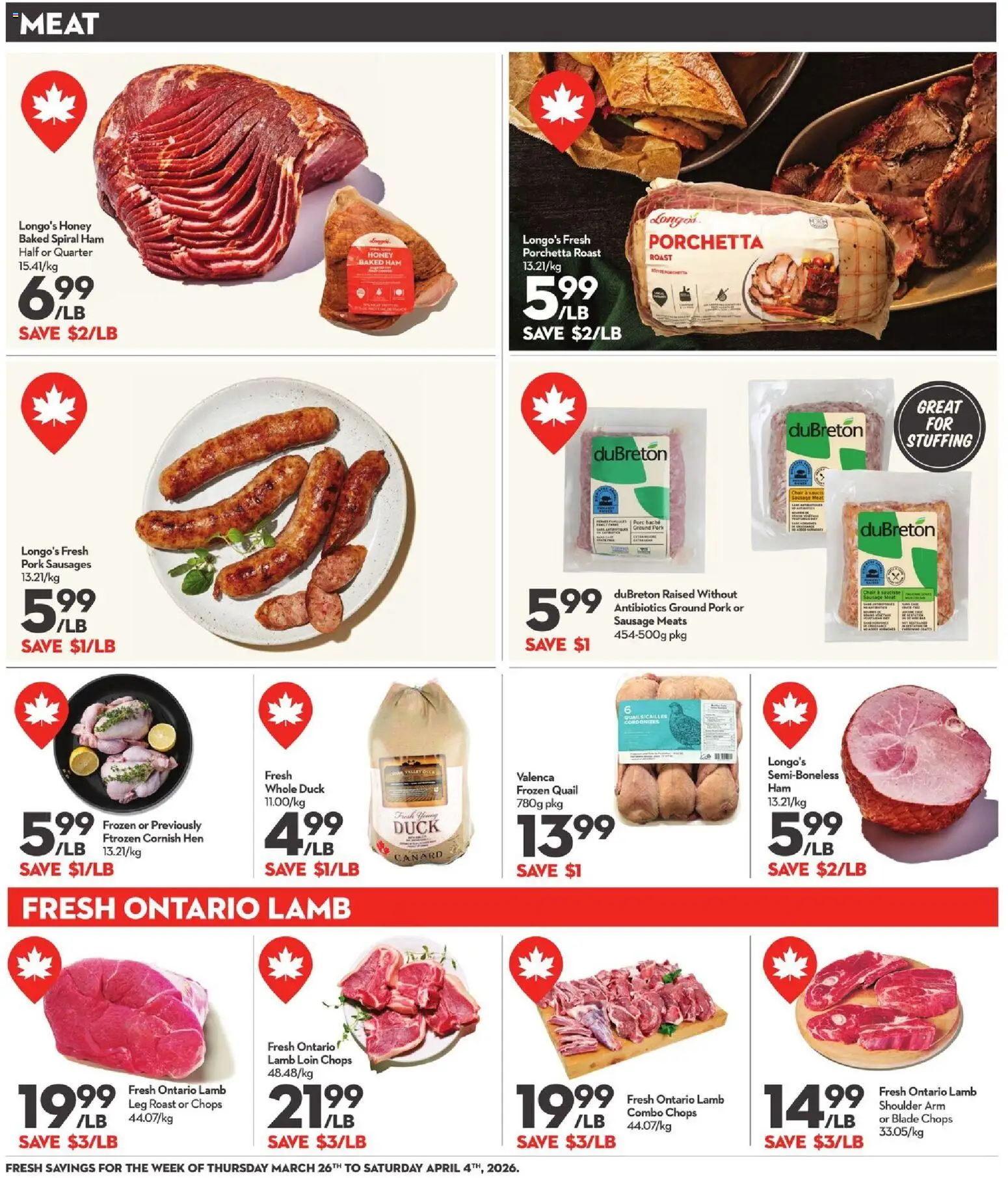 Longo's flyer valid from 26.03.2026 | Page: 6 | Products: Wallet, Chair, Ham, Pork