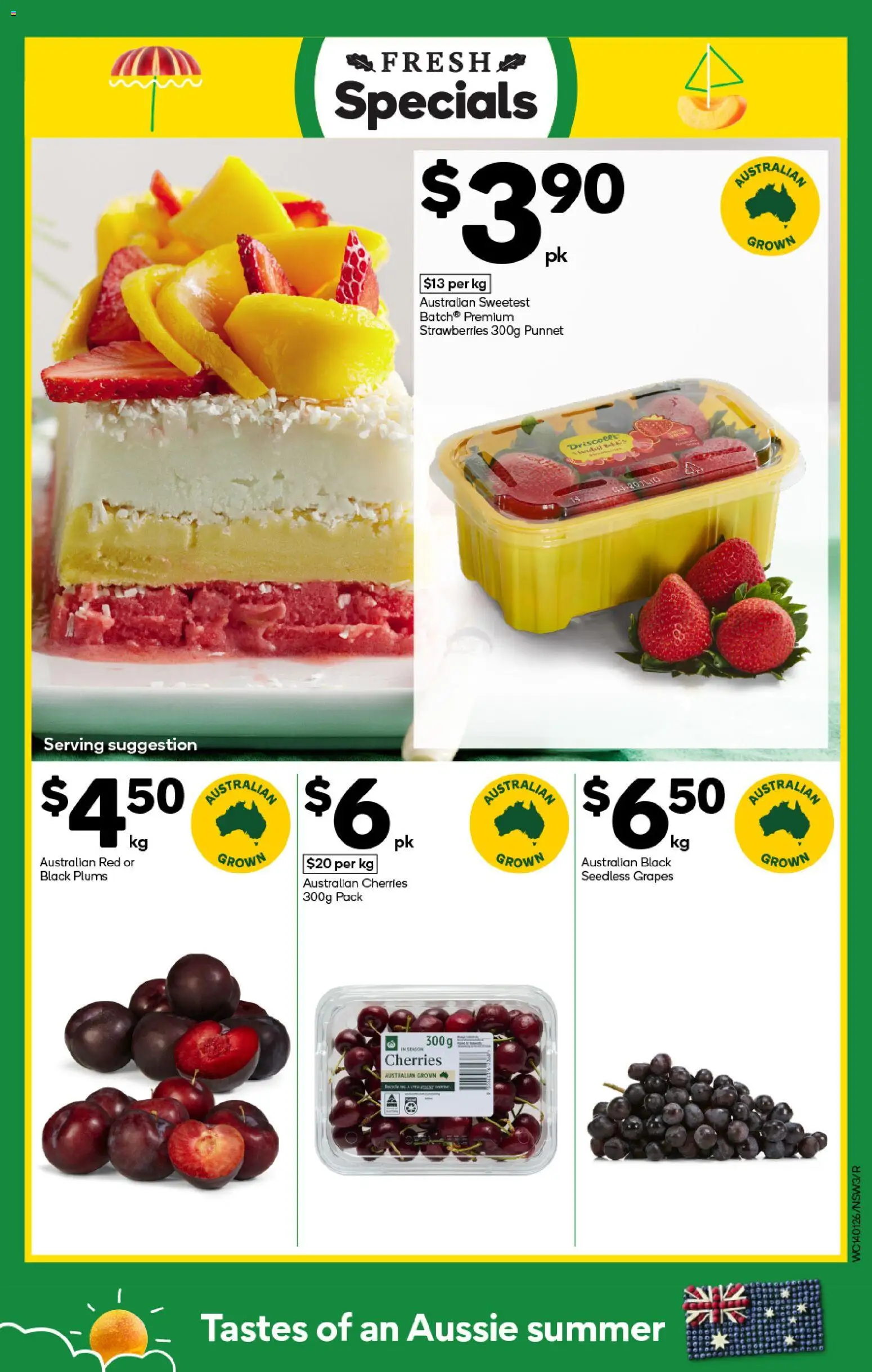 Woolworths catalogue - valid from 14.01.2026 | Page: 3 | Products: Cherries, Strawberries, Grapes, Plums