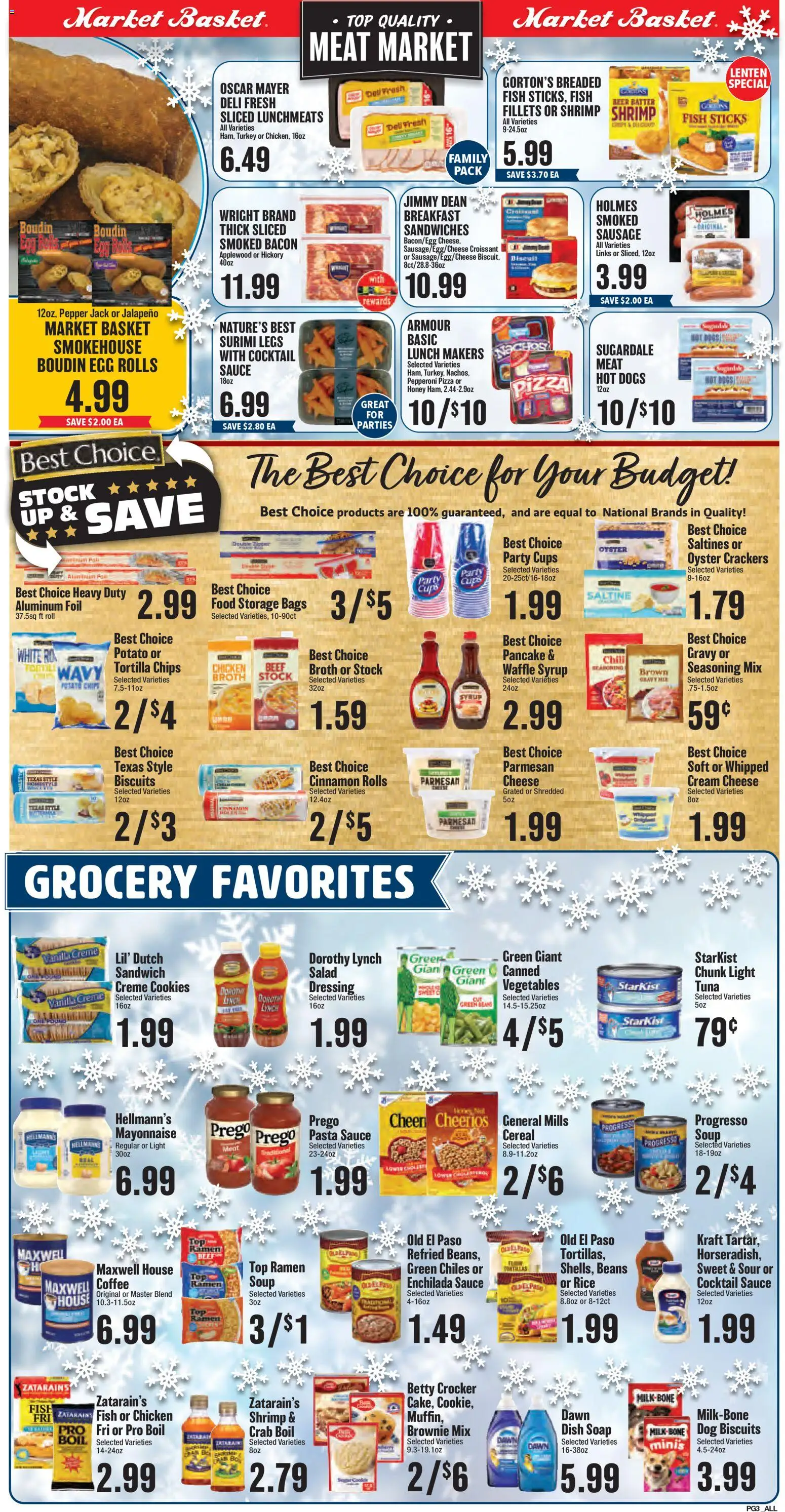 Market Basket Weekly Ad - valid from 18.02.2026 | Page: 3 | Products: Chips, Cream, Pepper, Sausage