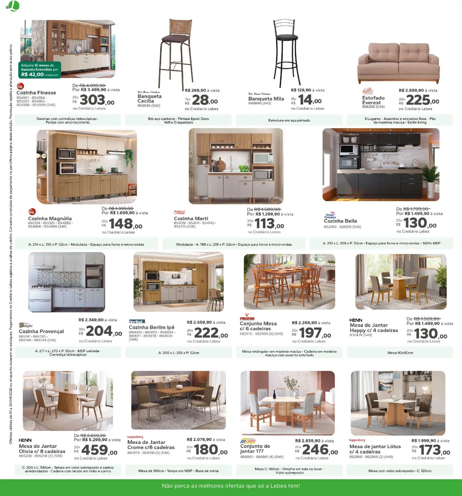 Lebes Folheto - válido de 01.04.2026 | Página: 8 | Produtos: Forno, Cadeira, Banqueta, Mesa de jantar