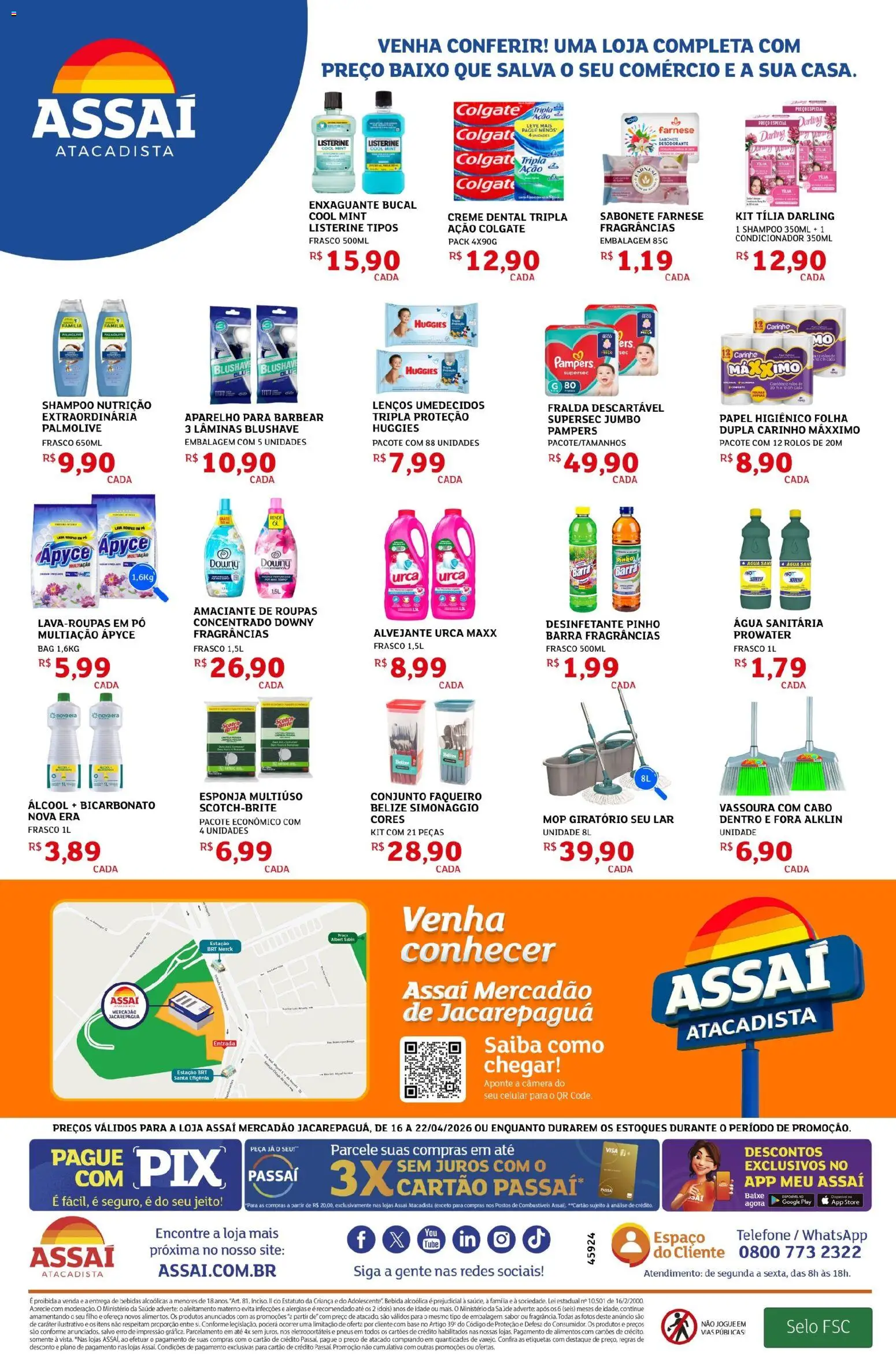 Assaí Atacadista Folheto - válido de 16.04.2026 | Página: 4 | Produtos: Shampoo, Enxaguante bucal, Pá, Amaciante
