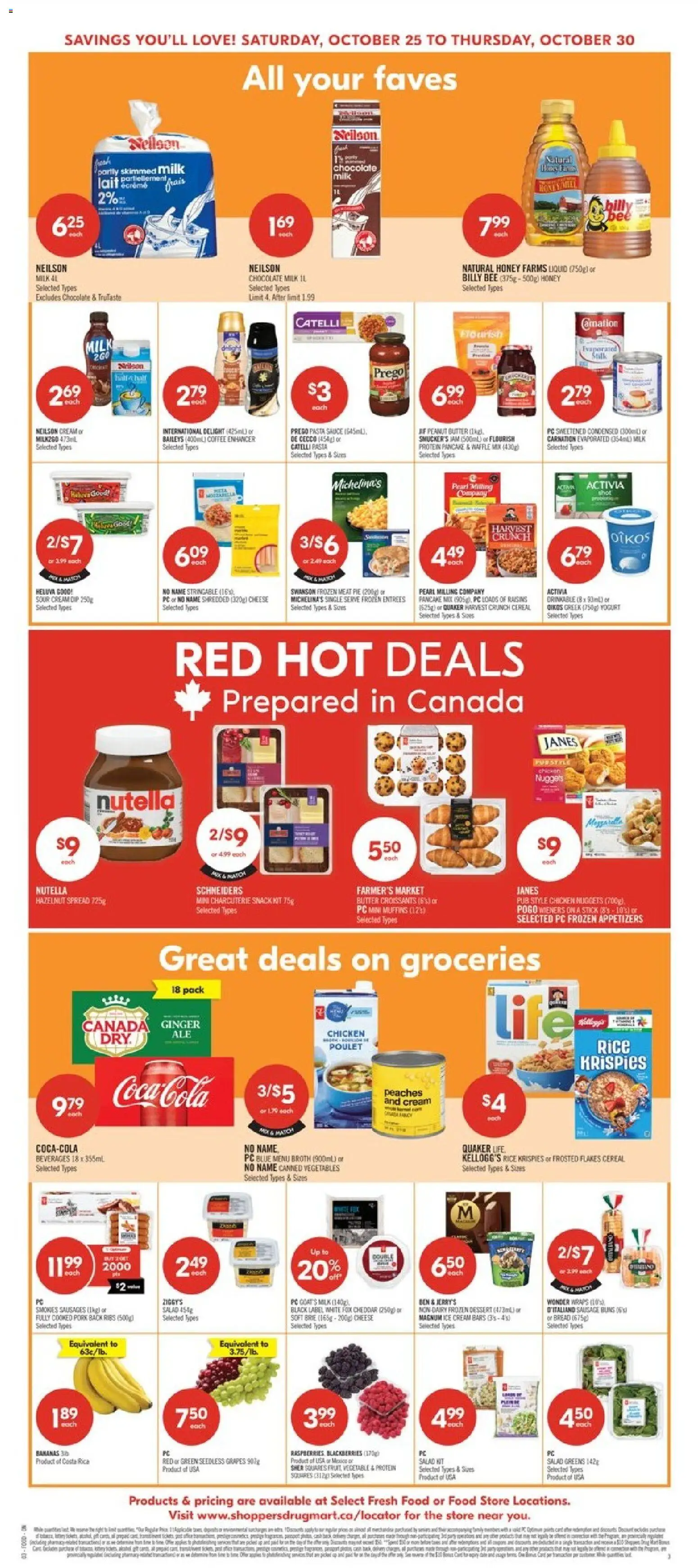 Shoppers flyer valid from 25.10.2025 | Page: 5 | Products: Rice, Salad, Milk, Chocolate