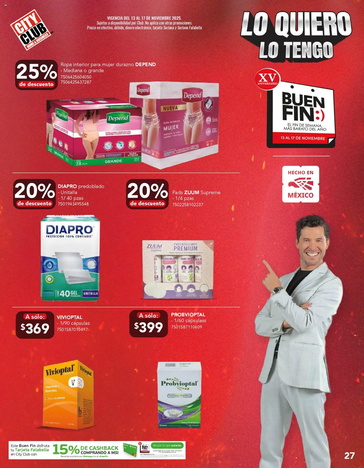 Nuevas ofertas de City Club válidas en toda la República Mexicana desde el 12.11.2025. ¡Encuentra las mejores ofertas en City Club Buen Fin! | Página: 27 | Productos: Durazno, Vitaminas, Ropa, Ropa interior