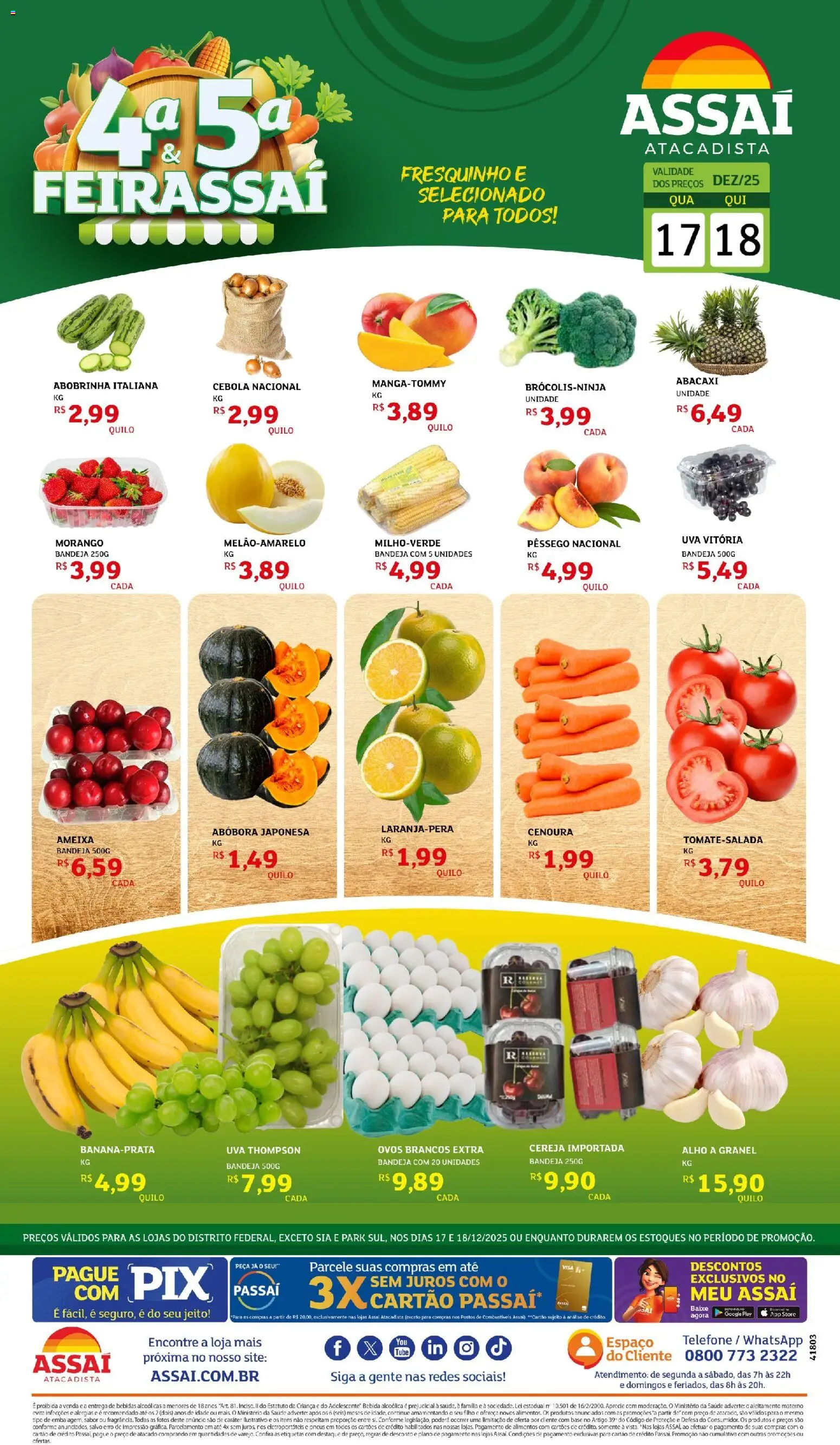 Assaí Atacadista Folheto - válido de 17.12.2025 | Página: 1 | Produtos: Abobrinha, Ovos, Cenoura, Bebida