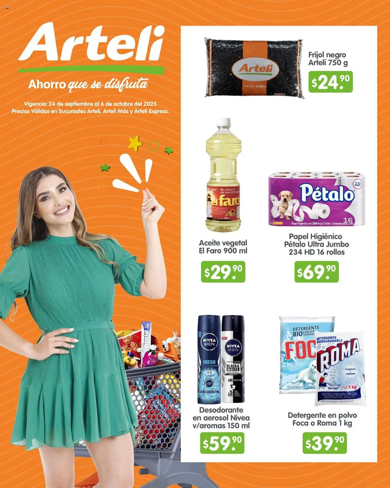 Nuevas ofertas de Arteli válidas en toda la República Mexicana desde el 24.09.2025. ¡Encuentra las mejores ofertas en Arteli - Folleto Quincenal! | Página: 1 | Productos: Desodorante, Detergente, Aceite, Papel higiénico
