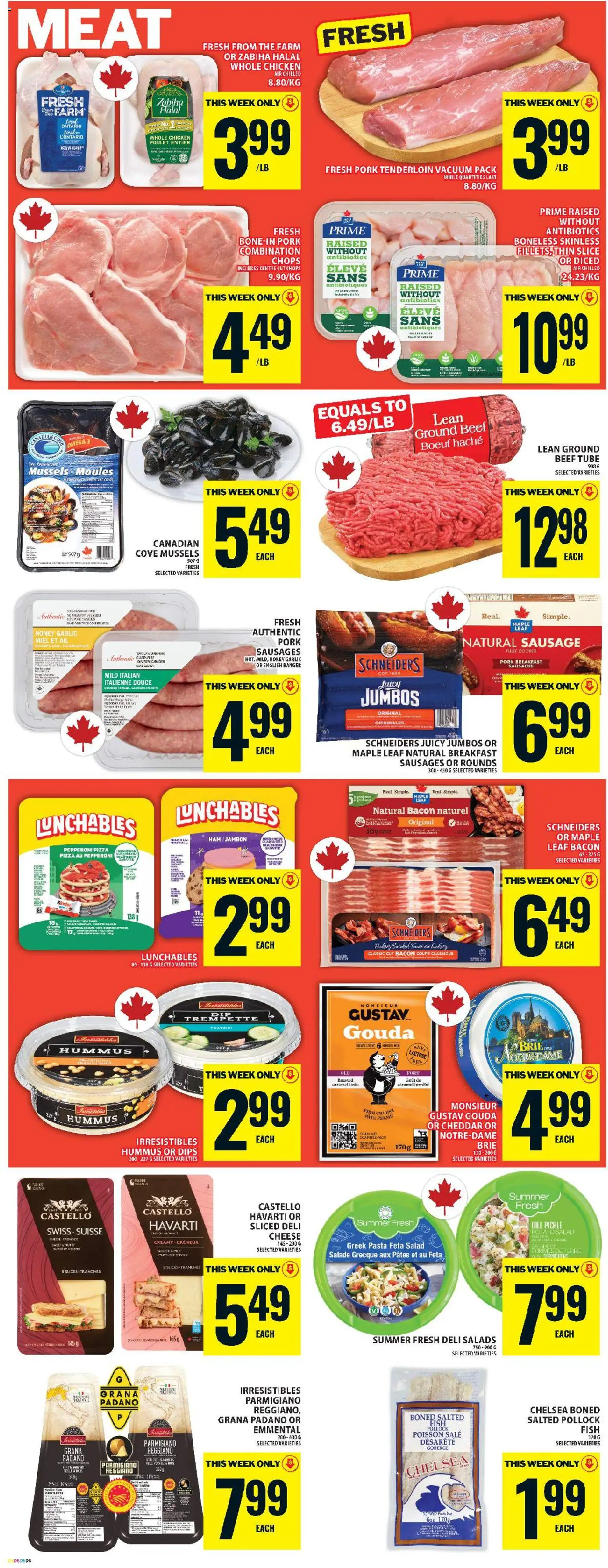 Food Basics flyer valid from 30.10.2025 | Page: 6 | Products: Cheese, Pizza, Chicken, Pork
