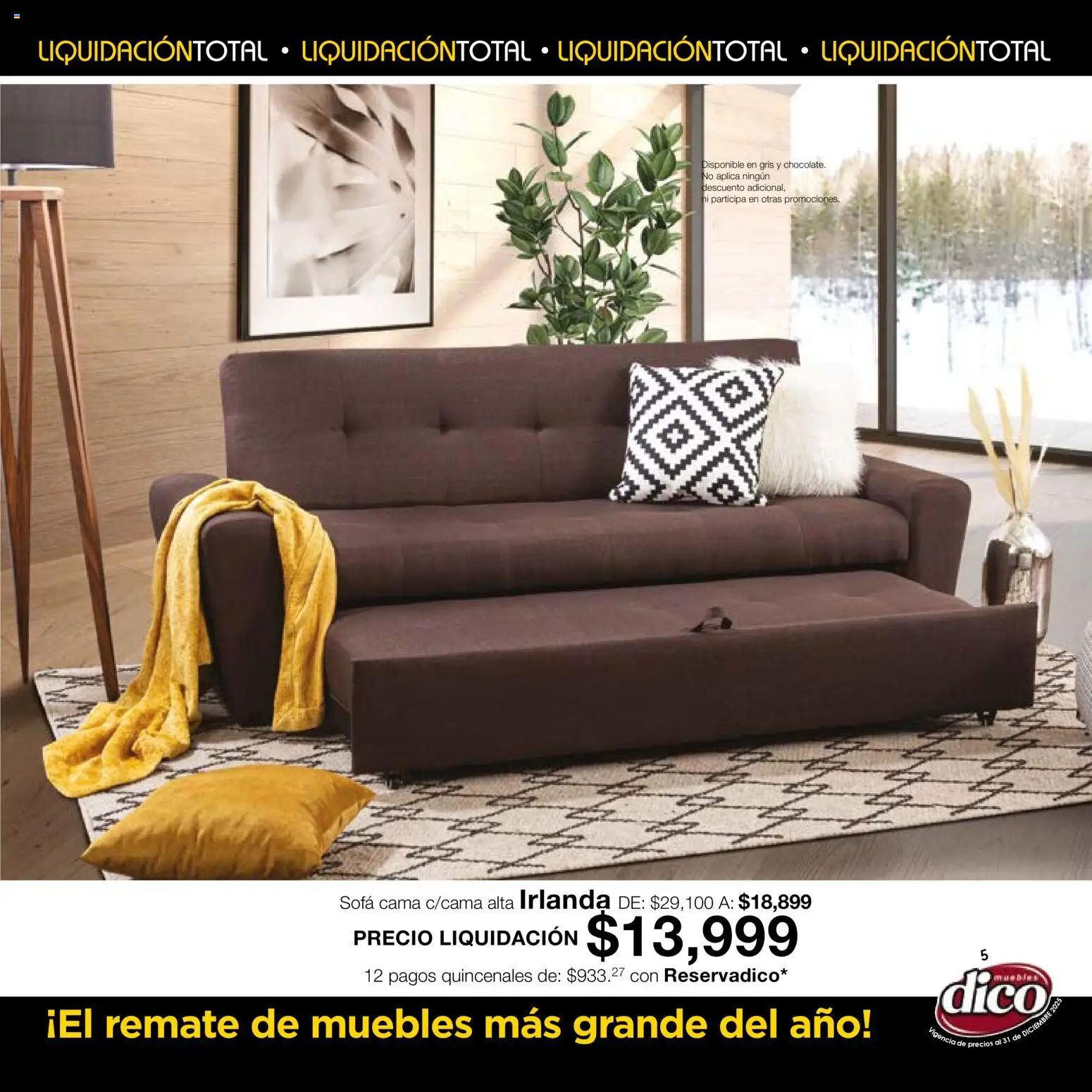 Nuevas ofertas de Muebles Dico válidas en toda la República Mexicana desde el 04.12.2025. ¡Encuentra las mejores ofertas en Muebles Dico Liquidación Total! | Página: 5 | Productos: Sofá, Cama