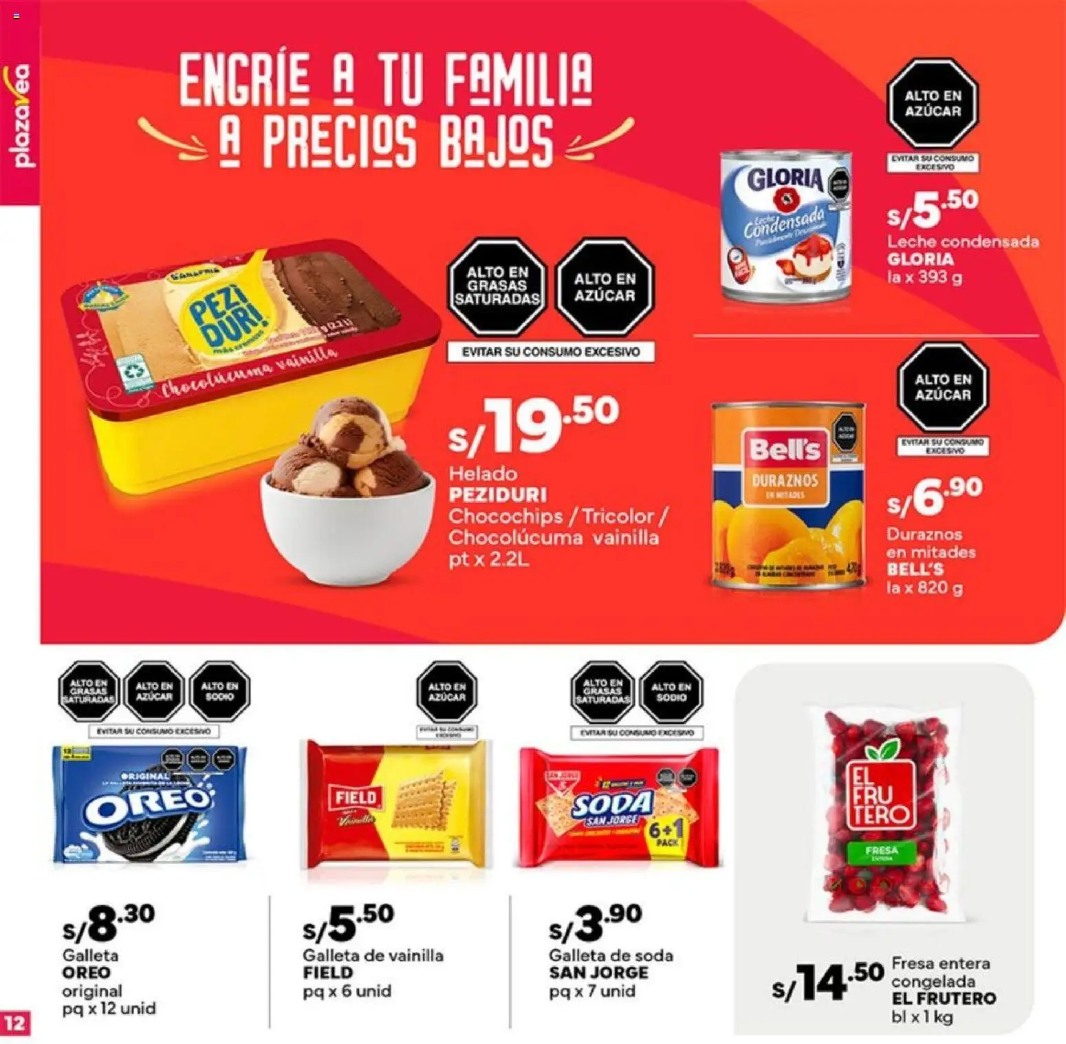 Catálogo Plaza Vea válido desde 12.11.2025 | Página: 12 | Productos: Leche, Helado