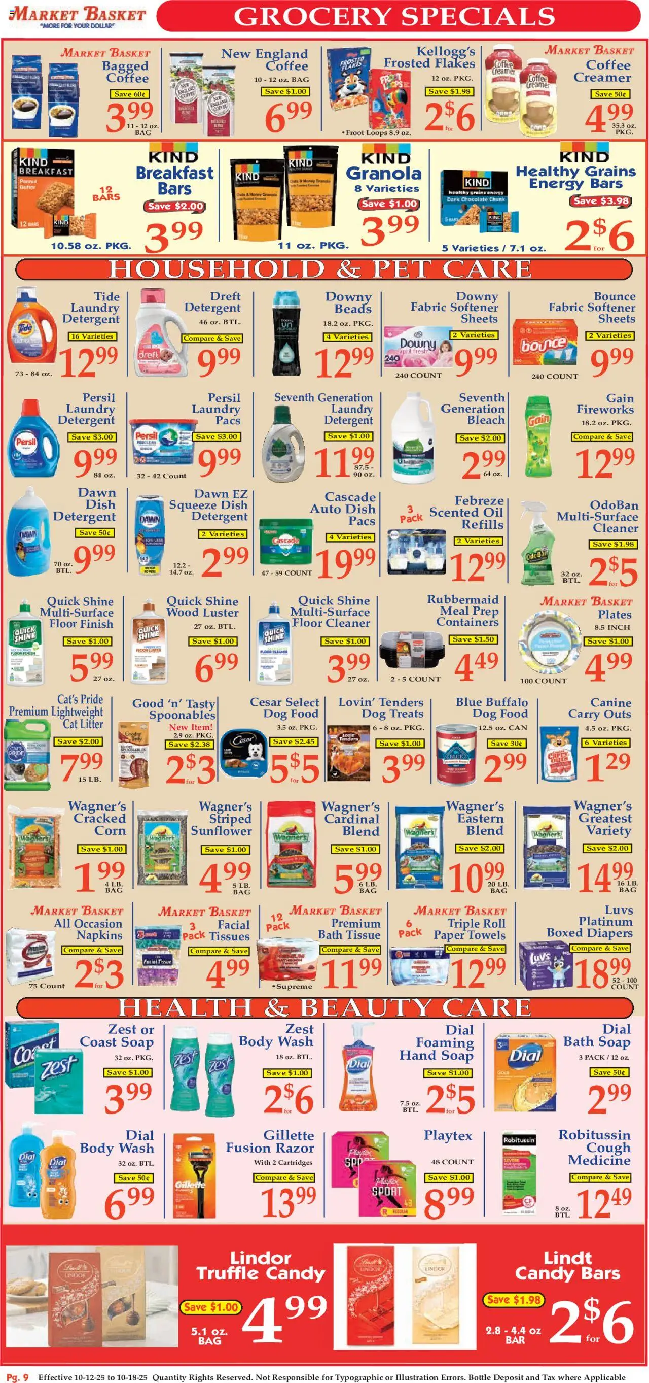 Market Basket Ad - valid from 12.10.2025 | Page: 9 | Products: Cat Litter, Soap, Flakes, Bag