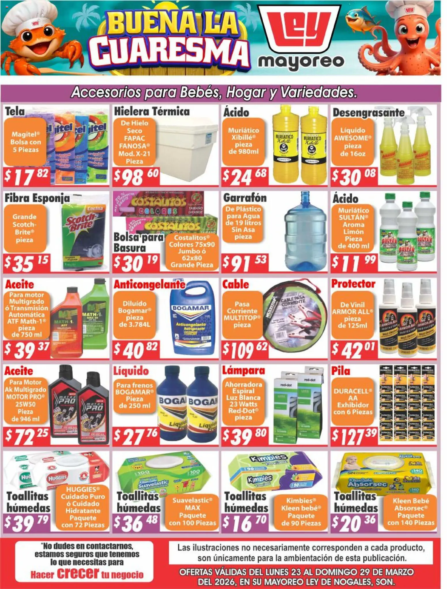 Nuevas ofertas de Casa Ley válidas en toda la República Mexicana desde el 23.03.2026. ¡Encuentra las mejores ofertas en Casa Ley folleto Nogales! | Página: 1 | Productos: Bolsa, Toallitas húmedas, Hielera, Pila