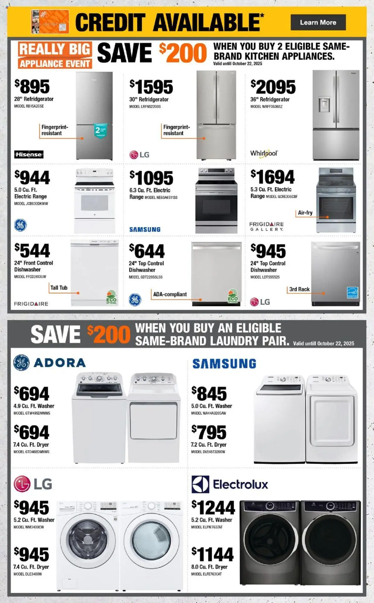 Home Depot flyer valid from 02.10.2025 | Page: 7 | Products: Dryer, Dishwasher