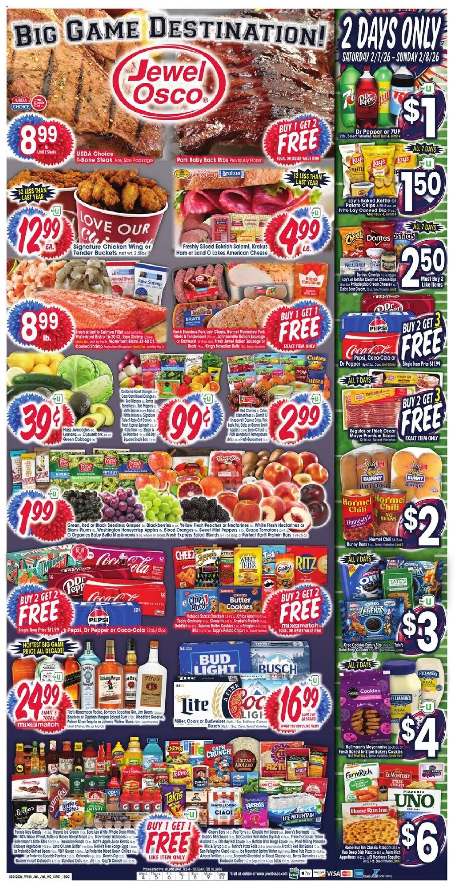 Jewel Osco Weekly Ad - IL - valid from 04.02.2026 | Page: 1 | Products: Mushrooms, Juice, Cucumbers, Pepper