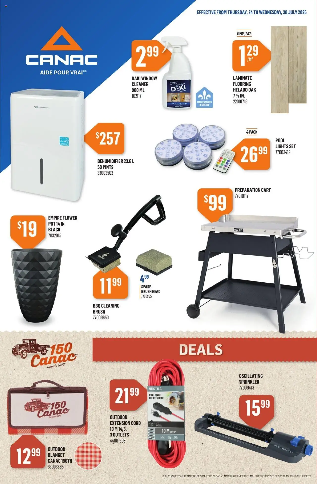 Canac flyer valid from 24.07.2025 | Page: 1 | Products: Brush, Blanket