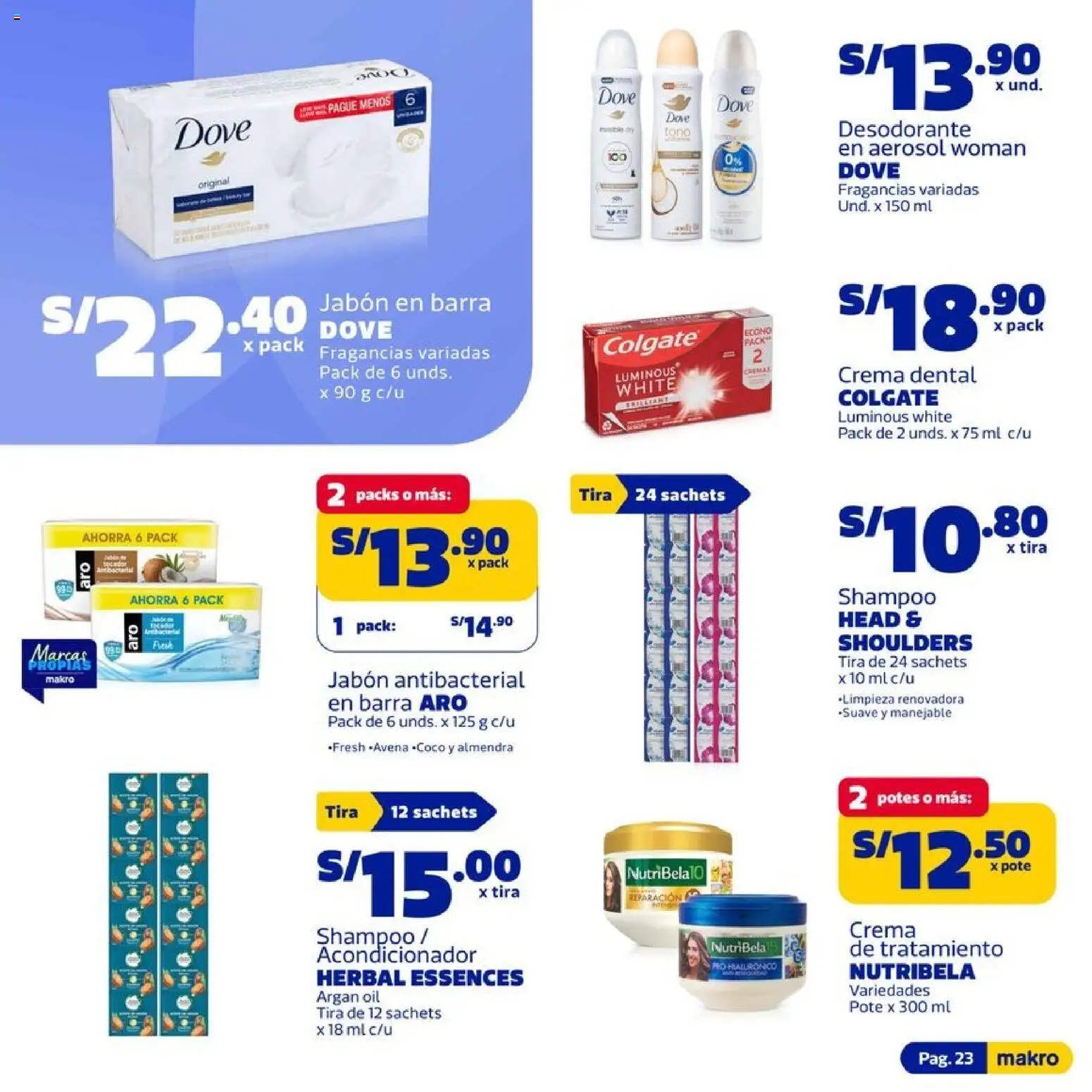 Catálogo Makro válido desde 29.01.2026 | Página: 23 | Productos: Shampoo, Acondicionador, Jabón, Crema