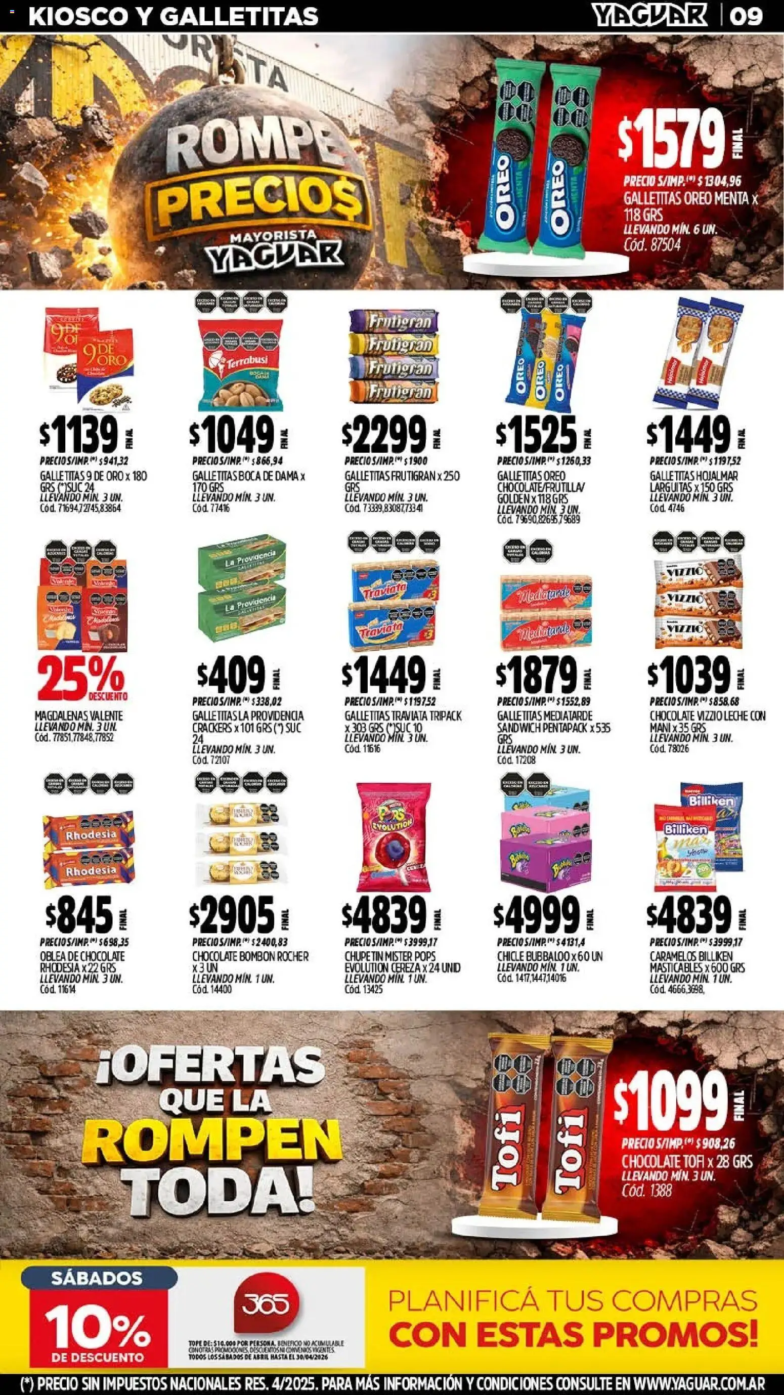 Yaguar - Oferta Semanal Buenos Aires │ válido desde el 20.04.2026 | Página: 10 | Productos: Galletitas, Leche, Chocolate, Chicle