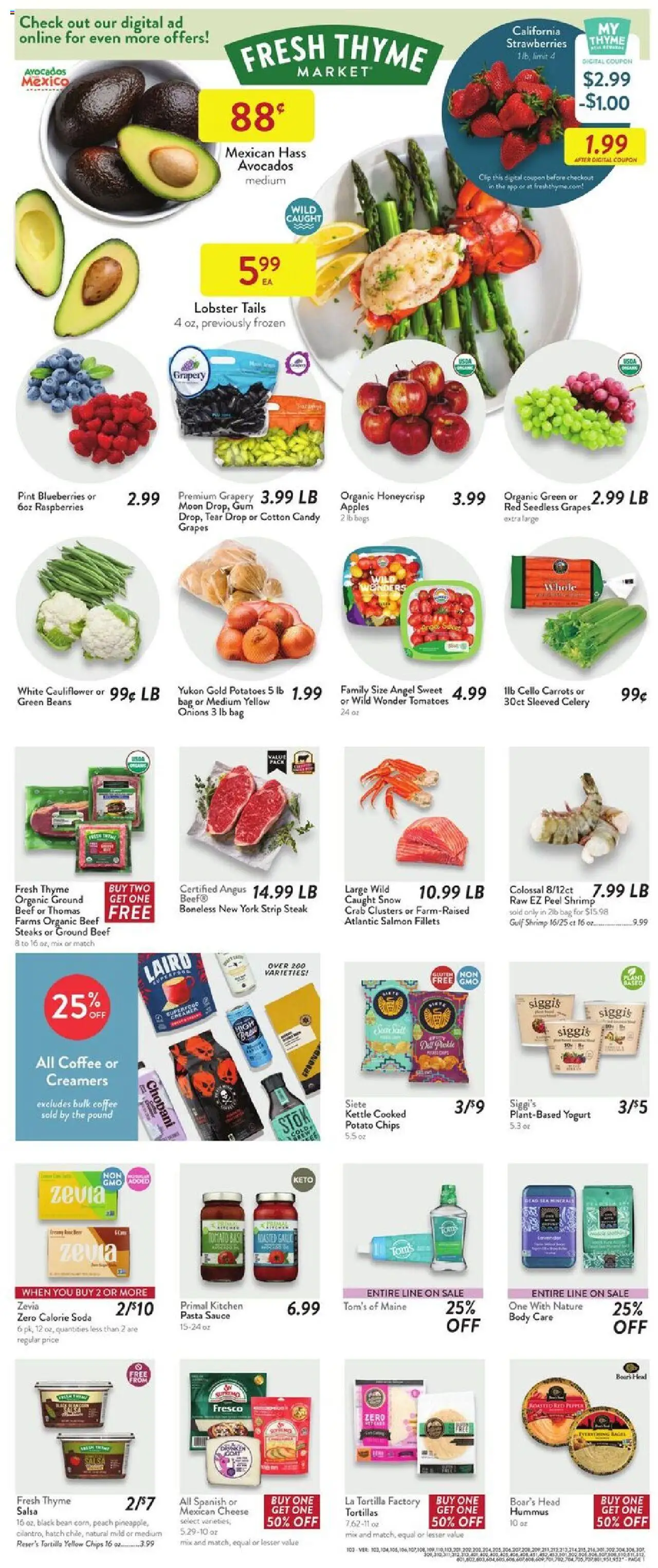 Fresh Thyme Weekly Ad - KY - valid from 17.09.2025 | Page: 3 | Products: Cheese, Beef, Potatoes, Blueberries