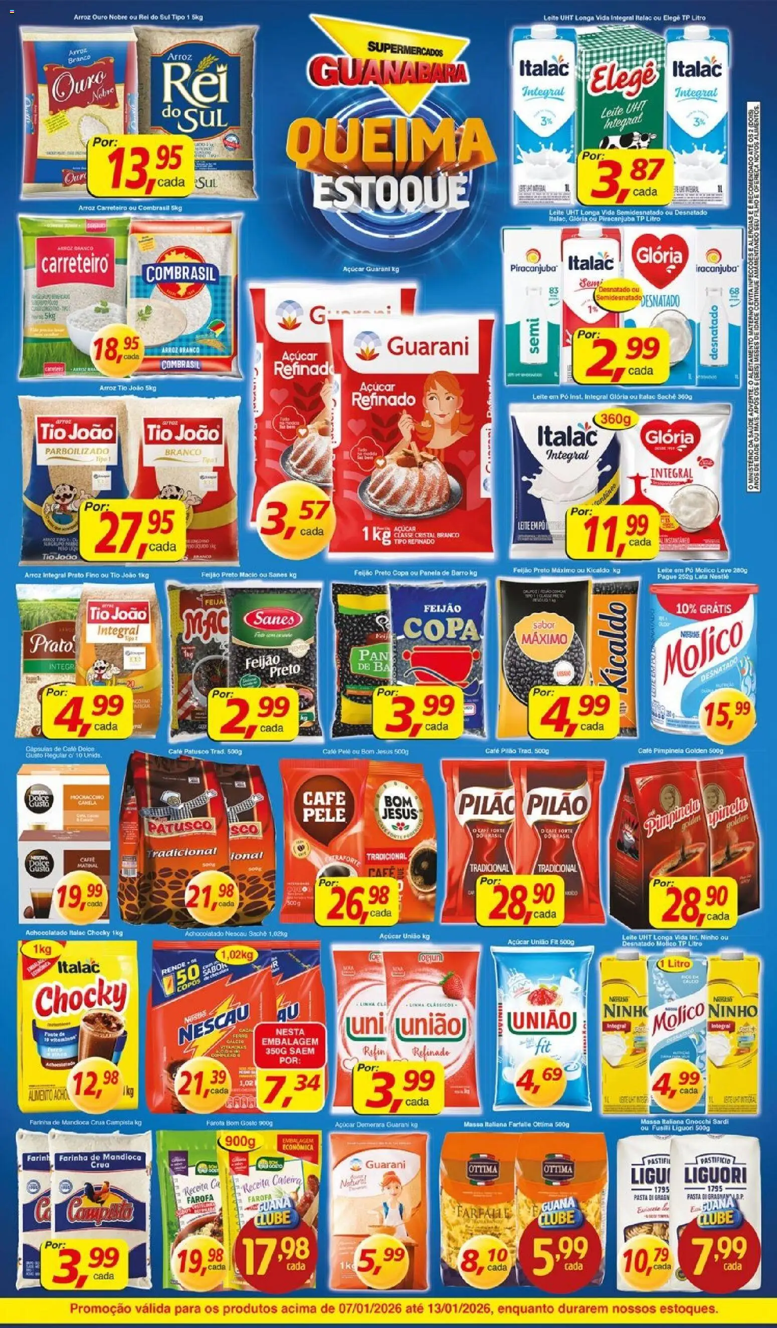 Supermercados Guanabara Folheto - válido de 07.01.2026 | Página: 2 | Produtos: Feijão, Mandioca, Pó, Café