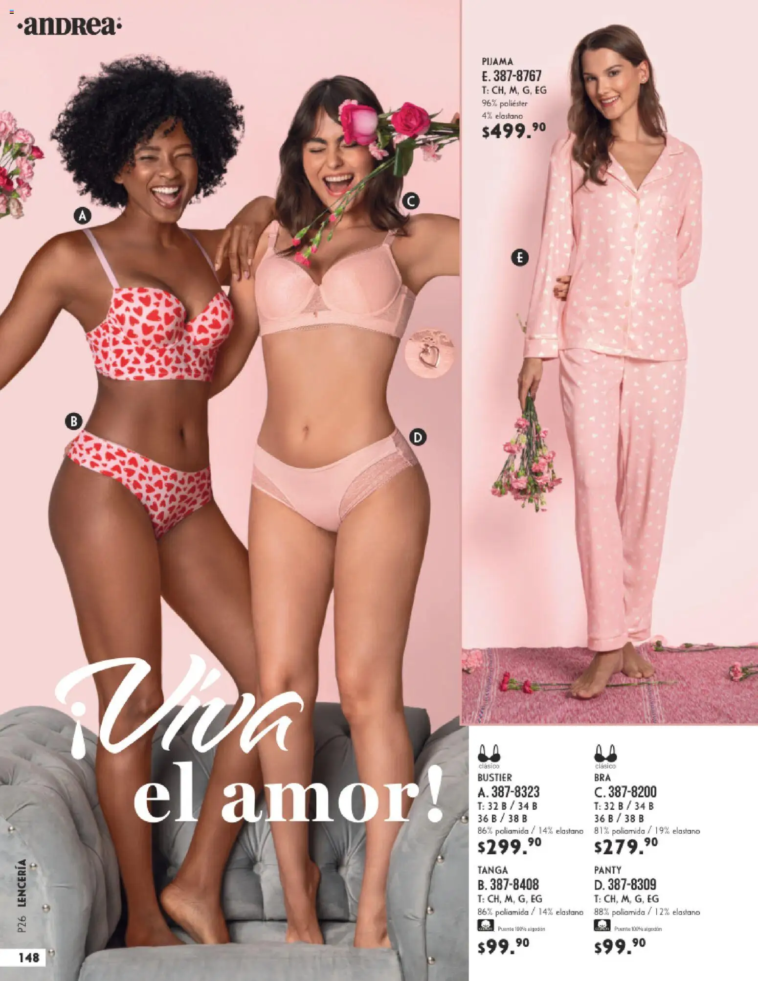 Nuevas ofertas de Andrea válidas en toda la República Mexicana desde el 25.01.2026. ¡Encuentra las mejores ofertas en Andrea catálogo Lencería & vestir interior! | Página: 44 | Productos: Pijama, Algodón, Lenceria