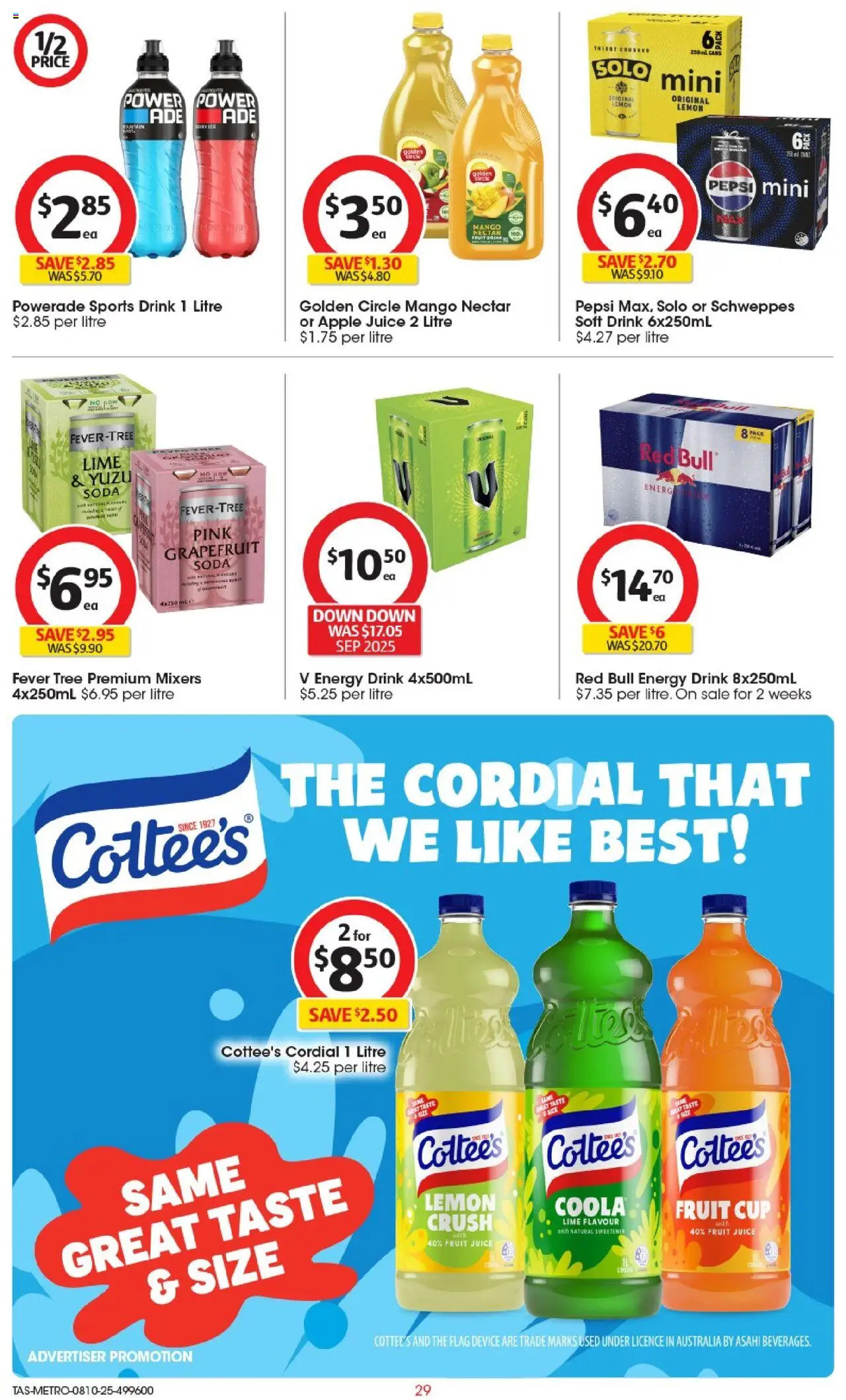Coles catalogue - valid from 08.10.2025 | Page: 29 | Products: Energy drink, Juice, Pepsi, Lime