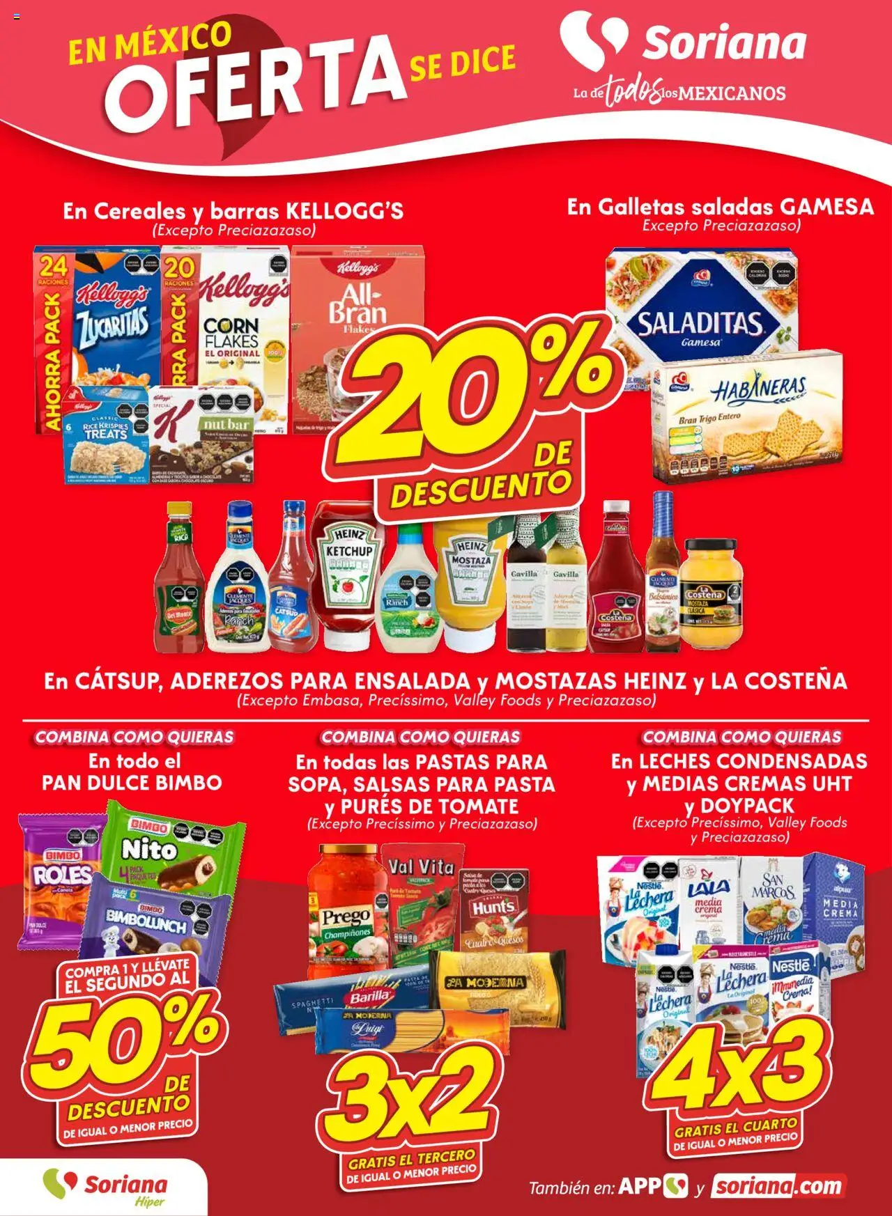 Nuevas ofertas de Soriana válidas en toda la República Mexicana desde el 09.10.2025. ¡Encuentra las mejores ofertas en Soriana - Fin de Semana Híper: Ags, Nay, Jal, Qro, Col, Mich, Gto, Hgo, Tlax, Mor, Pue, Gro, Oax, Edo. de Mex, Valle de México, Za! | Página: 2 | Productos: Tomate, Pan, Cereales, Galletas
