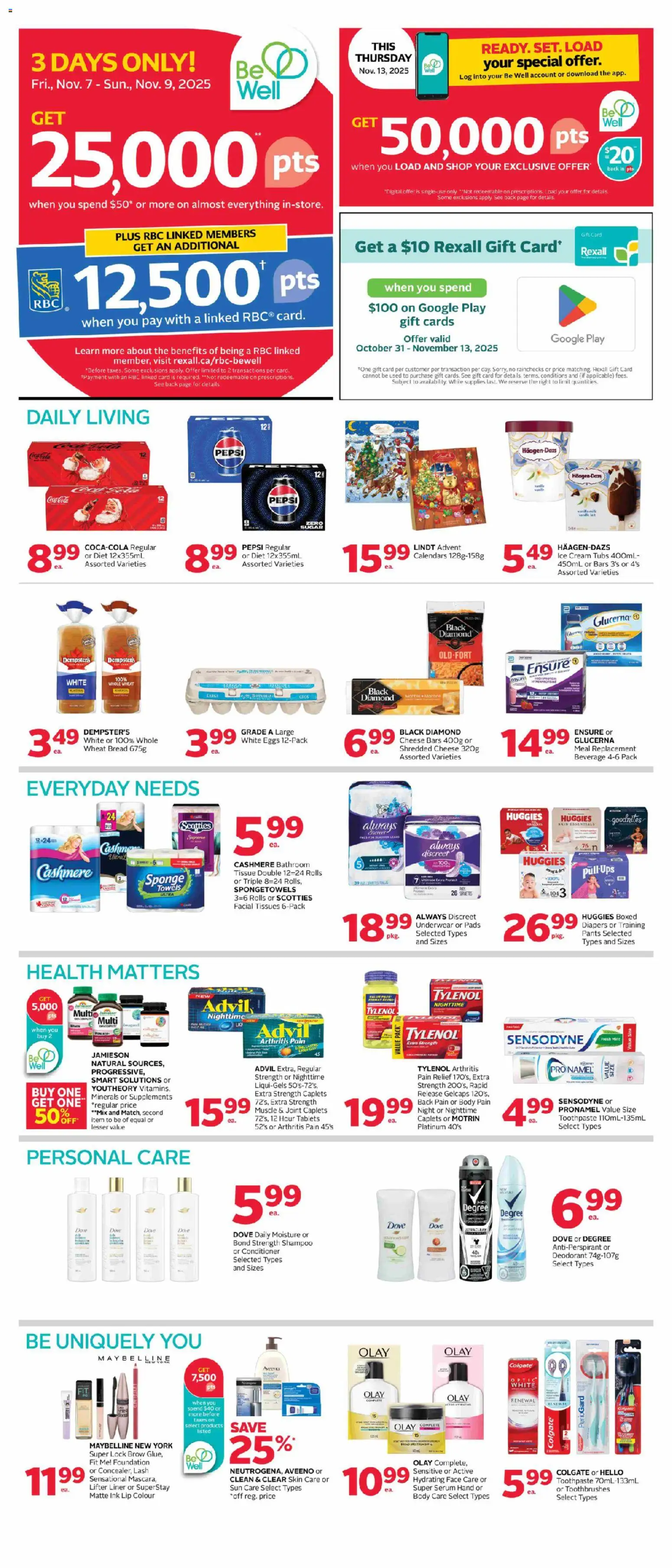 Rexall flyer valid from 07.11.2025 | Page: 2 | Products: Ice cream, Cheese, Pants, Underwear