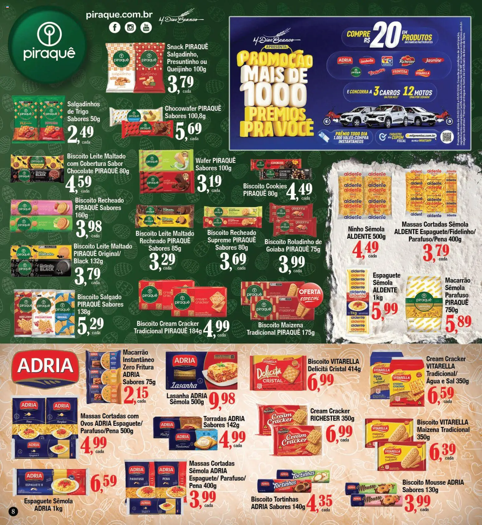 Supermercados Unidos Folheto - válido de 16.03.2026 | Página: 8 | Produtos: Chocolate, Sal, Cookies, Cream cracker