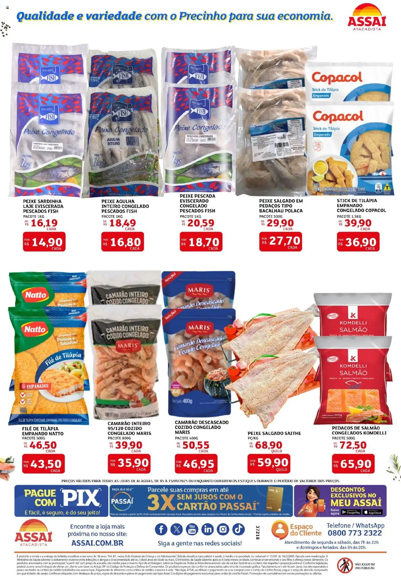 Assaí Atacadista Folheto - válido de 05.09.2025 | Página: 2 | Produtos: Camarão, Tilápia, Peixe, Base