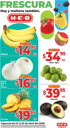 Vista previa de H-E-B folleto Fruta y venduras, nuevo folleto de la tienda, válido en México a partir del 21.04.2026