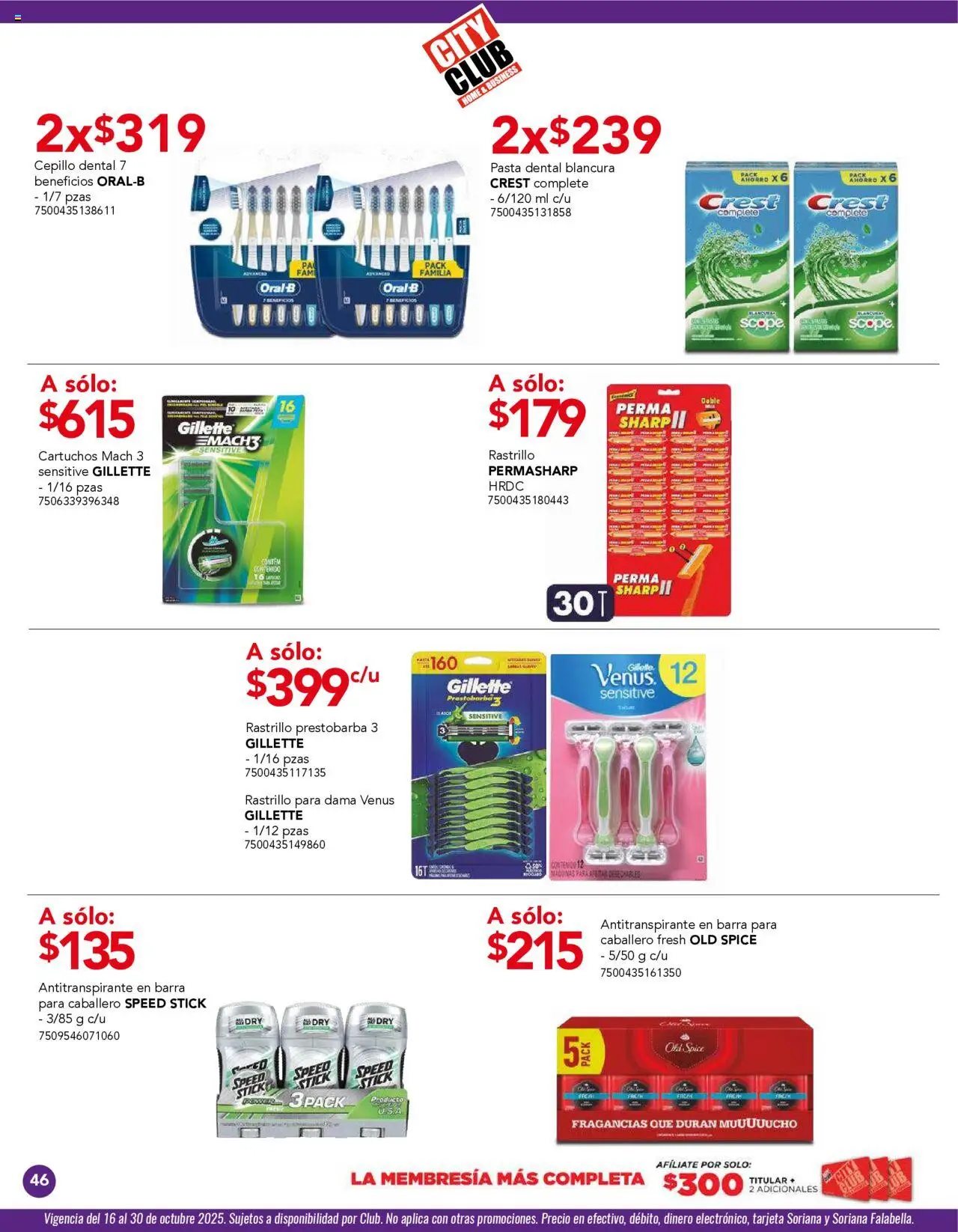 Nuevas ofertas de City Club válidas en toda la República Mexicana desde el 01.10.2025. ¡Encuentra las mejores ofertas en City Club - Catálogo! | Página: 44 | Productos: Pasta dental, Rastrillo, Pasta, Barra