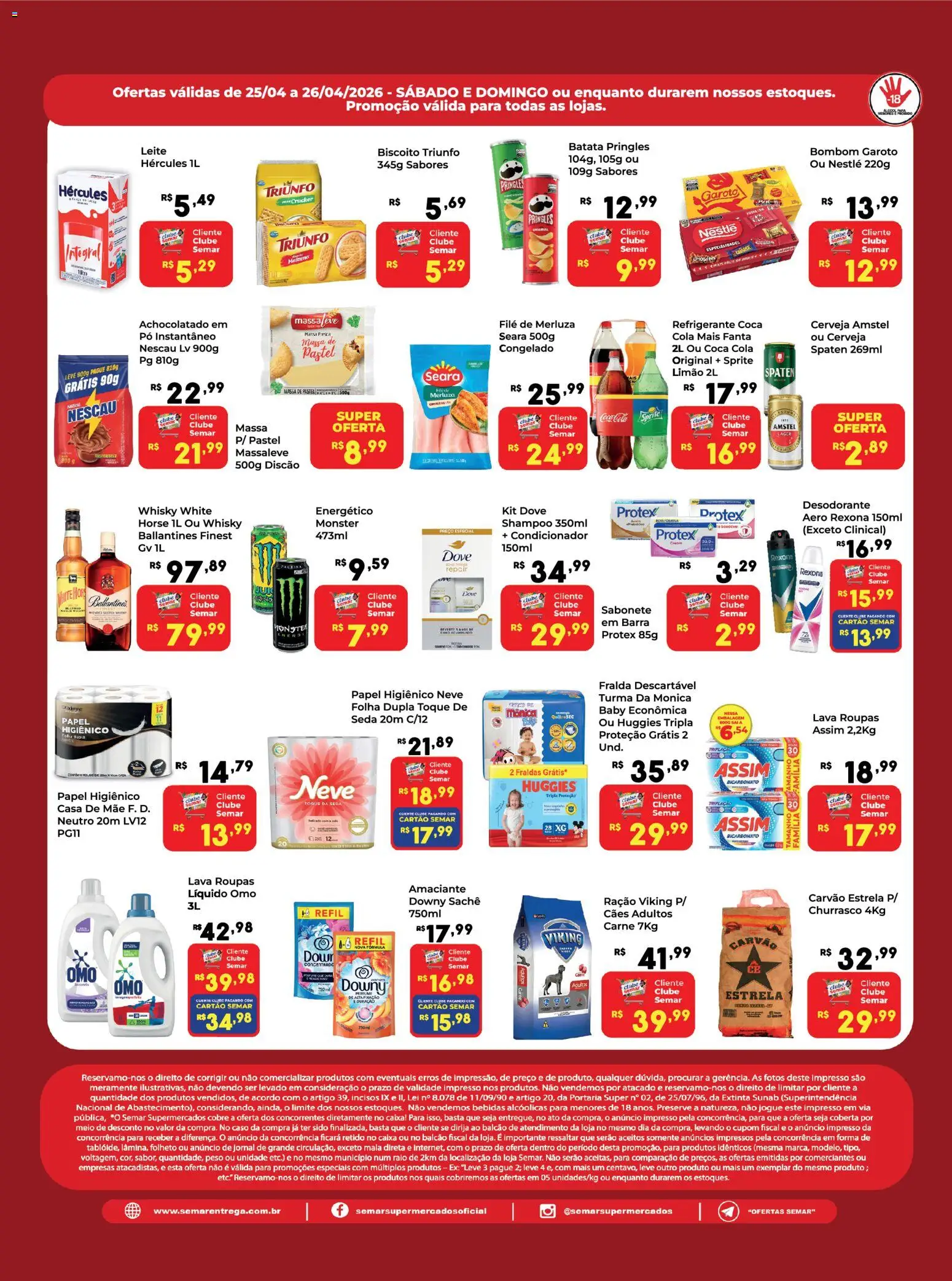 Semar Supermercado Folheto - válido de 25.04.2026 | Página: 2 | Produtos: Condicionador, Nescau, Rexona, Papel higiênico