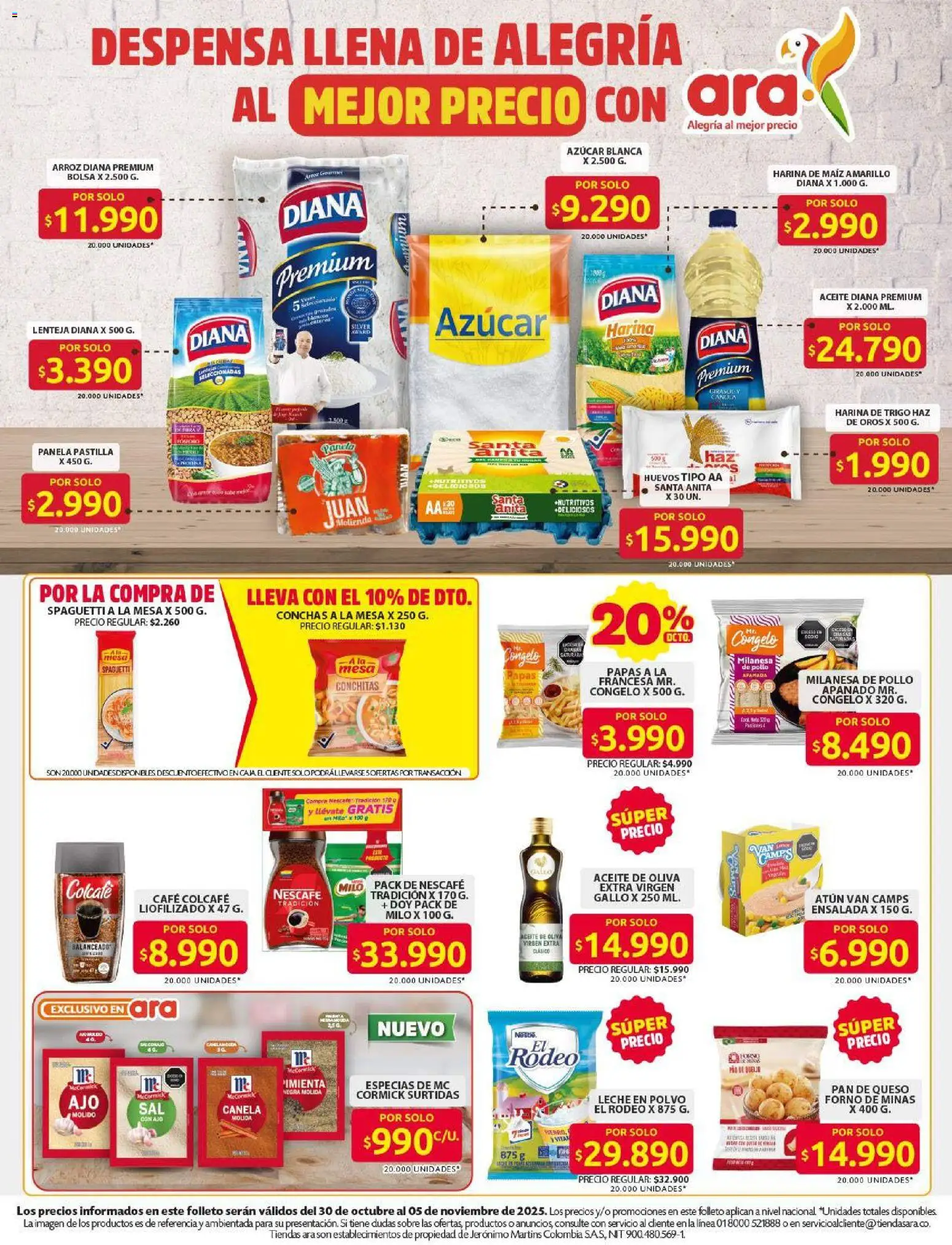 Ara revista - valida desde el 30.10.2025 | Página: 2 | Productos: Ensalada, Maiz, Taburete, Café