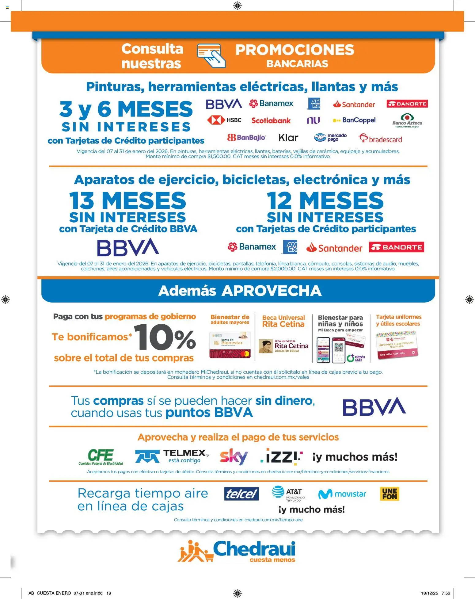 Nuevas ofertas de Chedraui válidas en toda la República Mexicana desde el 07.01.2026. ¡Encuentra las mejores ofertas en Chedraui folleto! | Página: 19 | Productos: Monedero, Banco, Té, Sobre