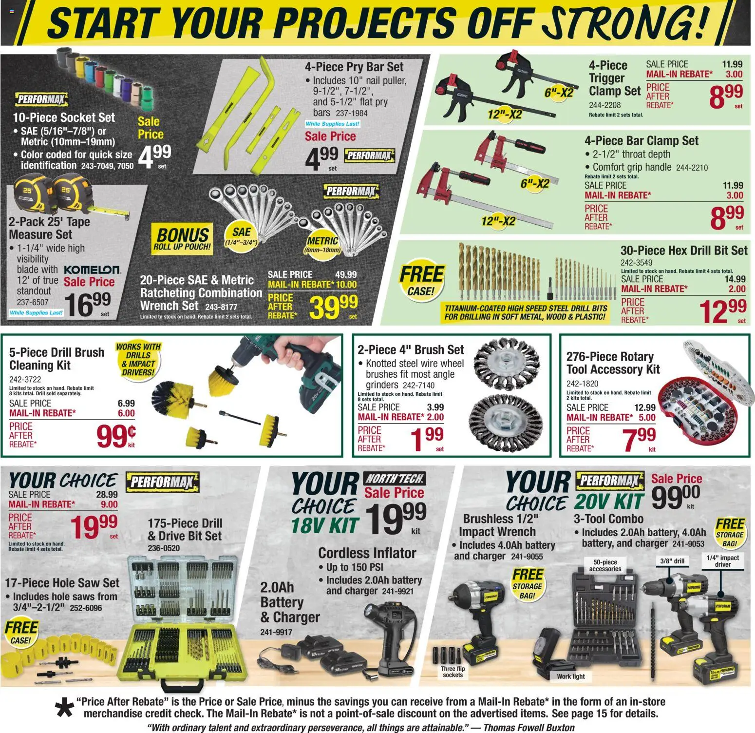 Menards Ad - valid from 25.01.2026 | Page: 8 | Products: Brushes, Bar Clamp, Charger, Bag