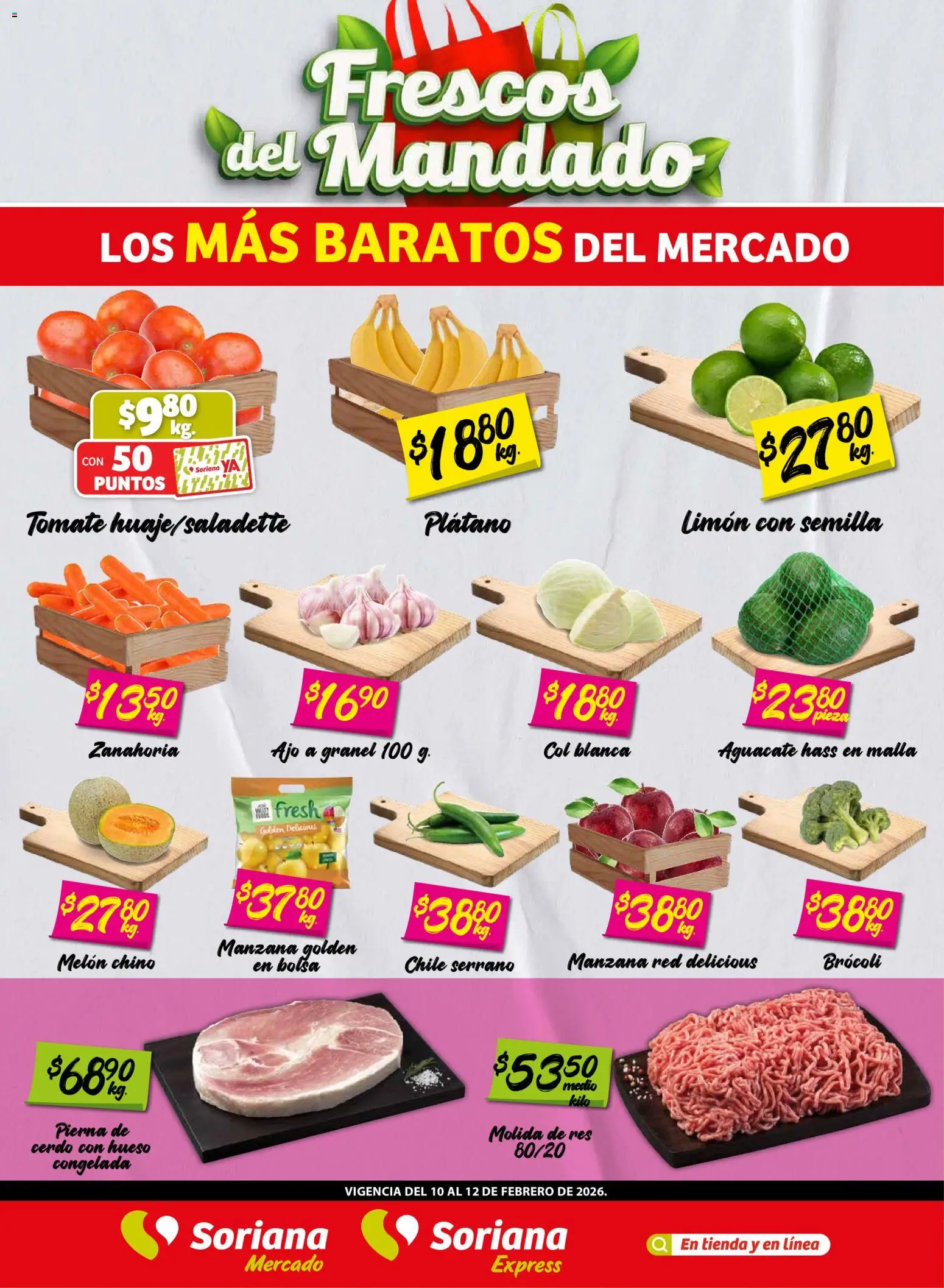Nuevas ofertas de Soriana válidas en toda la República Mexicana desde el 10.02.2026. ¡Encuentra las mejores ofertas en Soriana - Frescos del Mandado Mercado: Coah, Chih y Dur! | Página: 1
