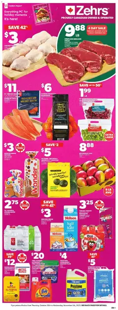 Preview of Zehrs weekly flyer / circulaire from shop Zehrs valid from 30.10.2025 | Page: 3 | Products: Cream, Bag, Bread, Chicken
