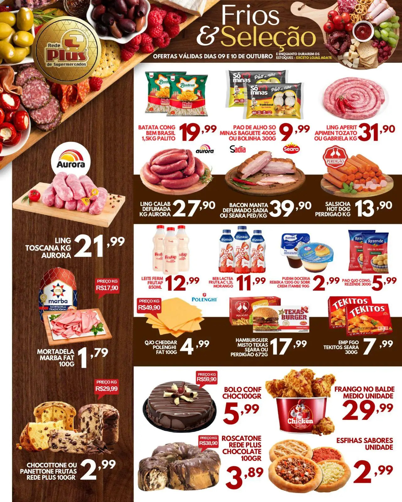 Rede Plus Supermercados Folheto - válido de 08.10.2025 | Página: 4 | Produtos: Pao de alho, Salsicha, Leite, Pão