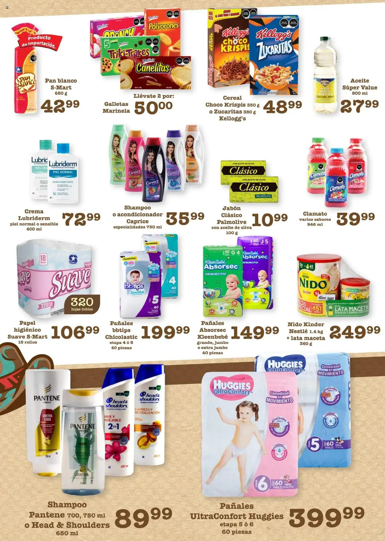 Nuevas ofertas de S-Mart válidas en toda la República Mexicana desde el 01.08.2025. ¡Encuentra las mejores ofertas en S-Mart - Folleto! | Página: 5 | Productos: Aceite de oliva, Pan, Pañales, Body