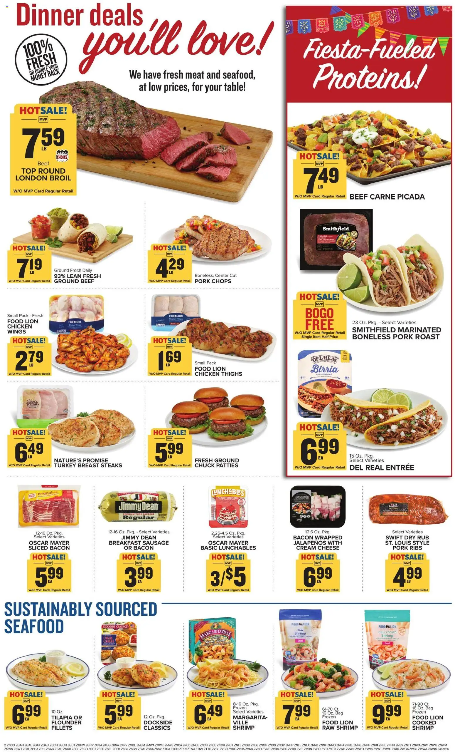 Food Lion Weekly Ad - valid from 29.04.2026 | Page: 4 | Products: Table, Cream, Seafood, Sausage