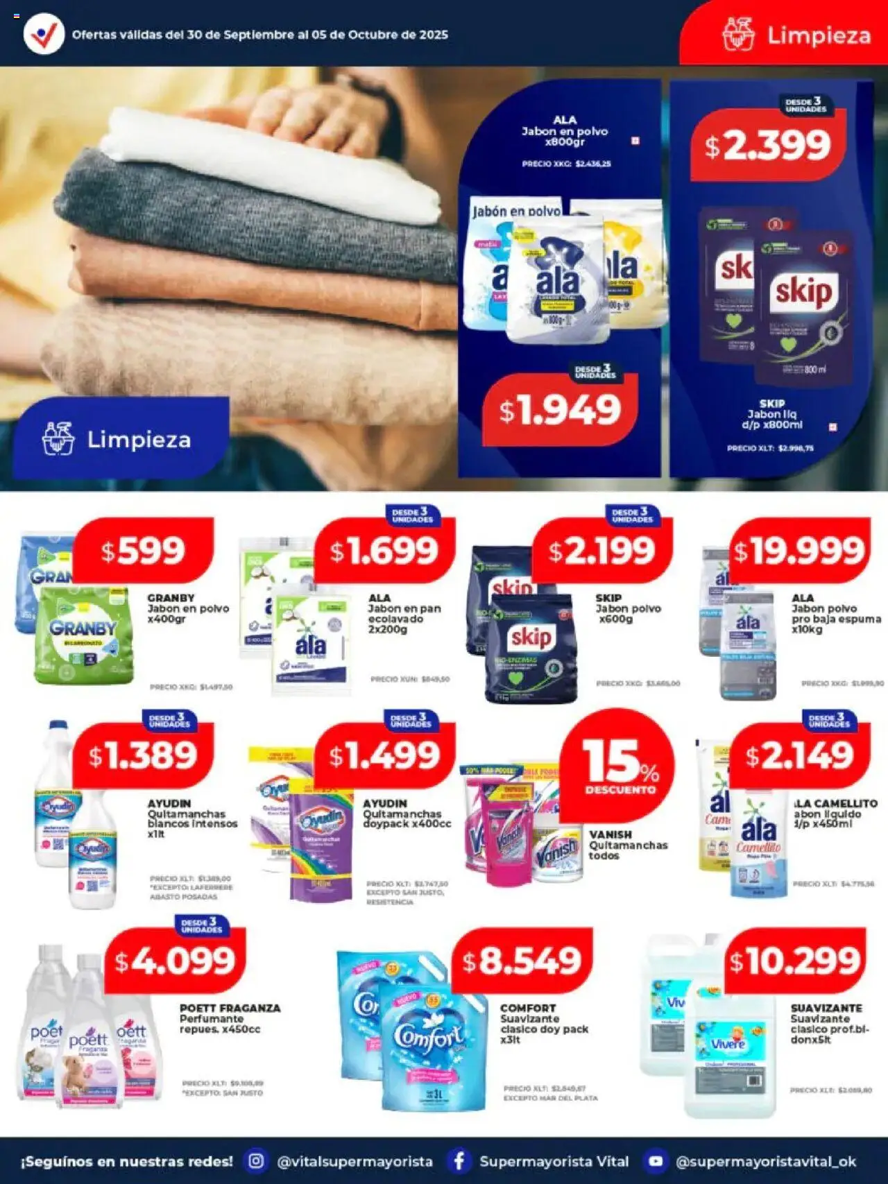 Vital - Ofertas Neuquén │ válido desde el 30.09.2025 | Página: 7 | Productos: Jabón, Jabón en polvo, Quitamanchas, Suavizante